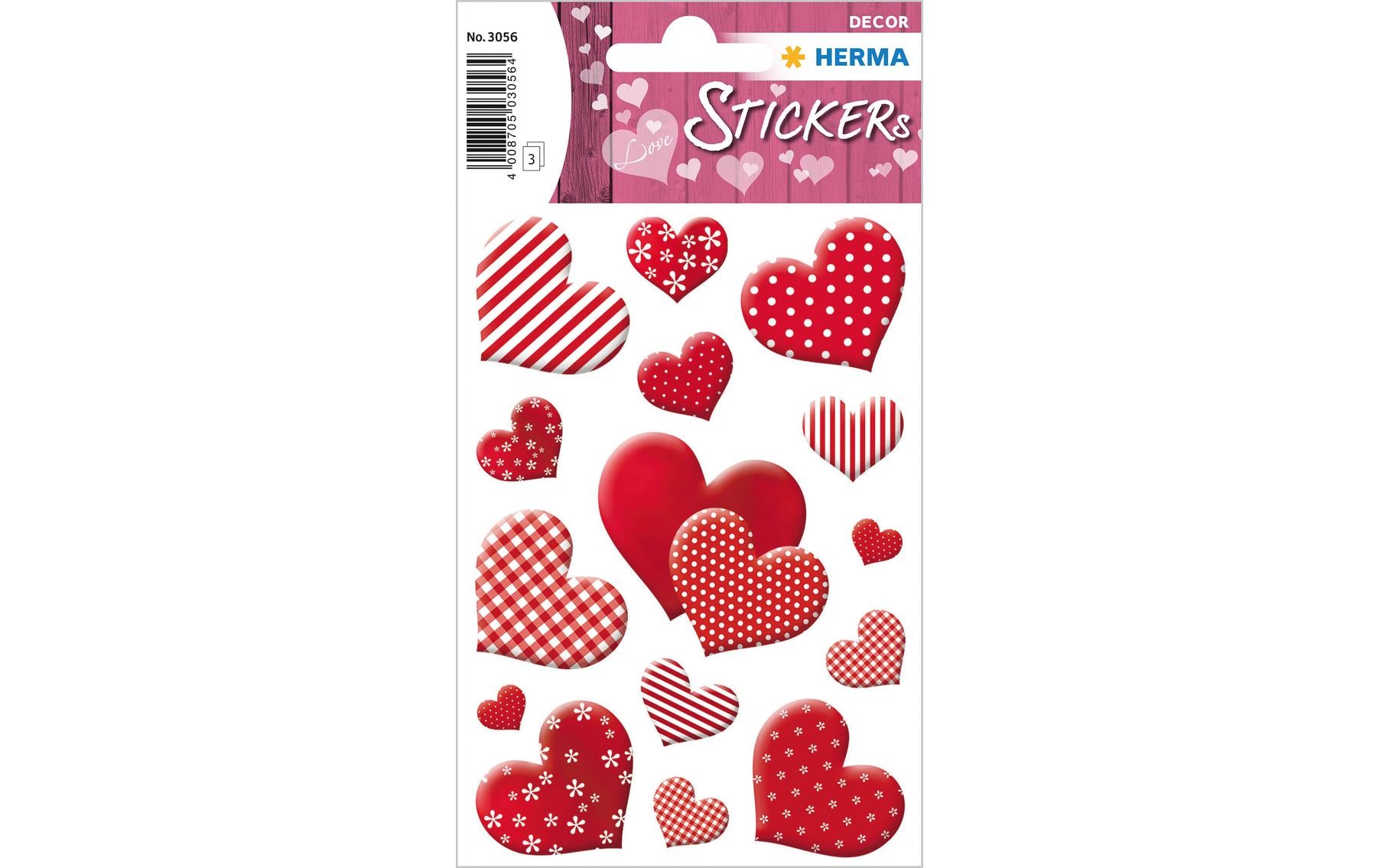 HERMA Schmucketiketten Decor, Blümchenherzen, mehrfarbig, 45 Stk (3 Bögen)