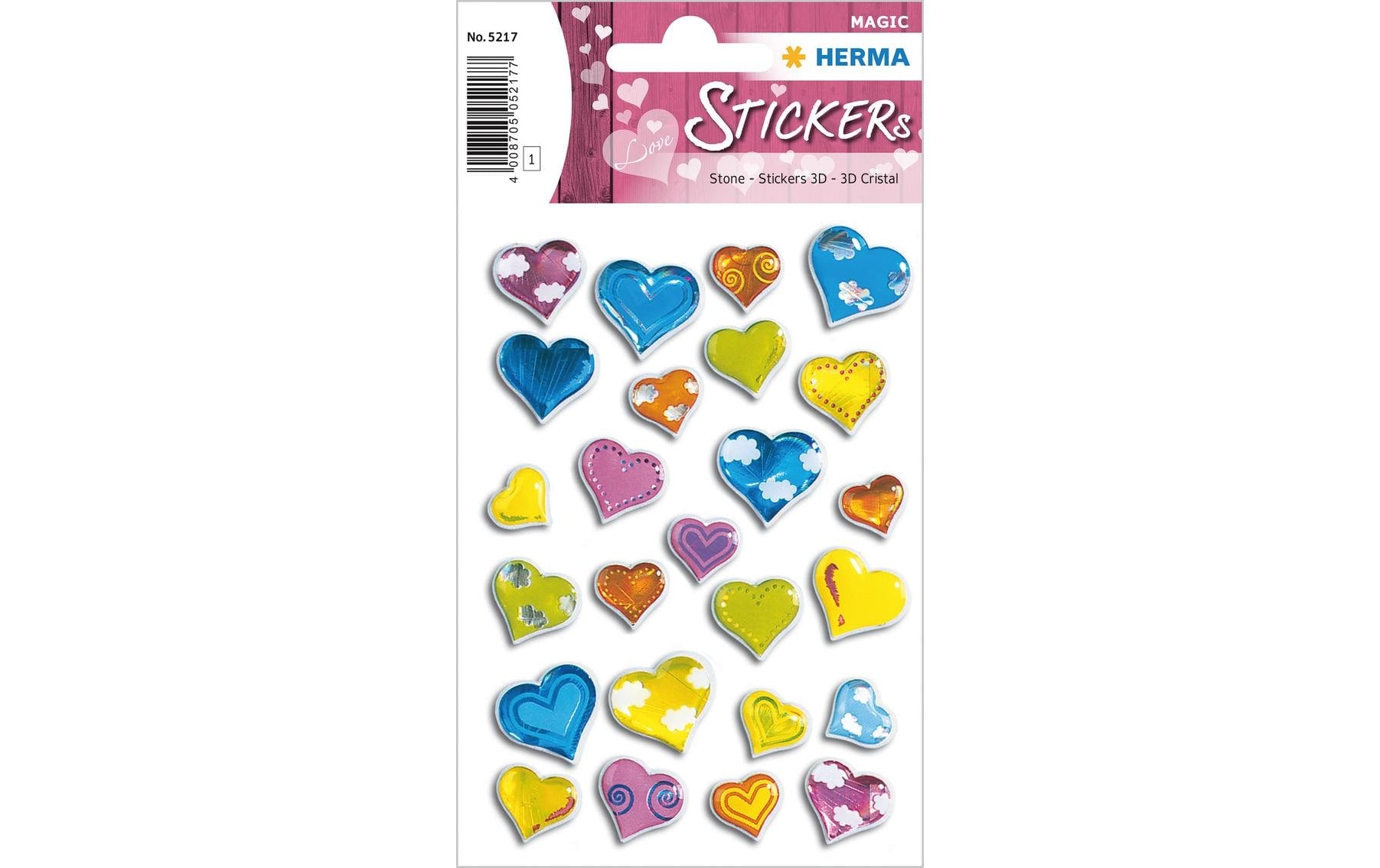 HERMA Magic Schmucketiketten – Motiv Herzen bunt – Folie, Stone, 26 Stk, 1 Bogen