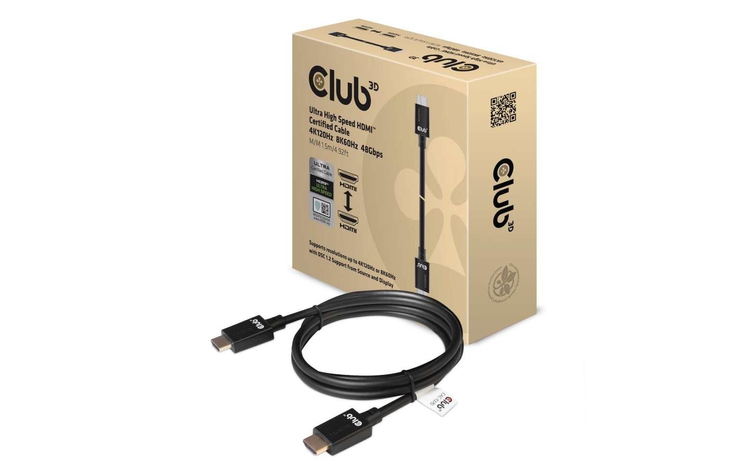 CLUB3D HDMI Kabel HDMI 2.1 8K 60 Hz – 1,5 m – ARC