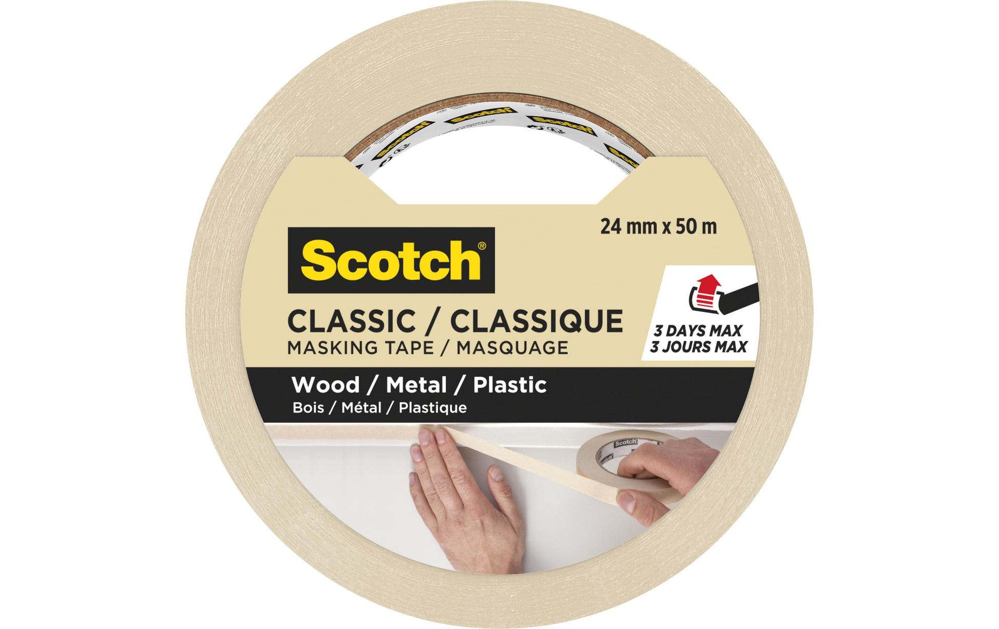 3M Malerband, beige – 24 mm × 50 m, innen, rückstandsfrei bis 3 Tage