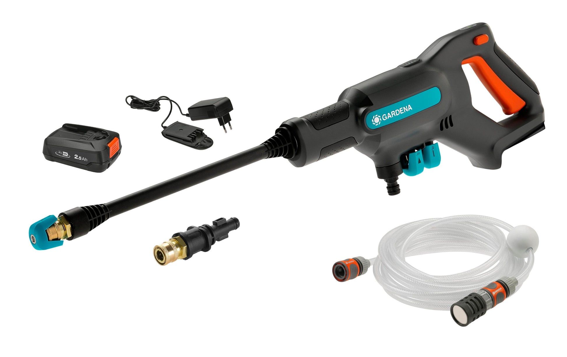 Gardena Akku-Mitteldruckreiniger AquaClean – 24 bar – 5 m Schlauch – Schwarz
