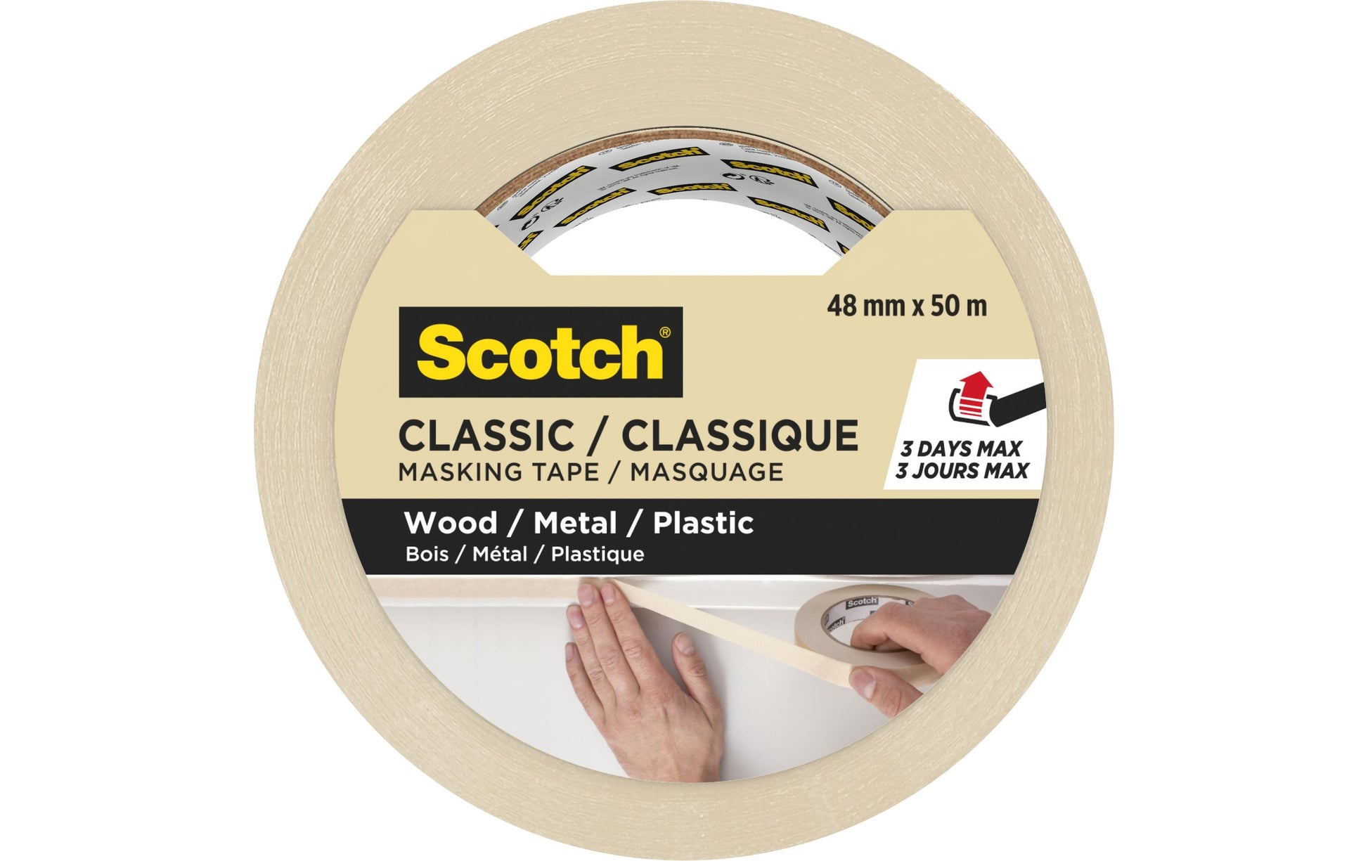 3M Malerband Classic, beige – 48 mm × 50 m, innen, rückstandsfrei bis 3 Tage