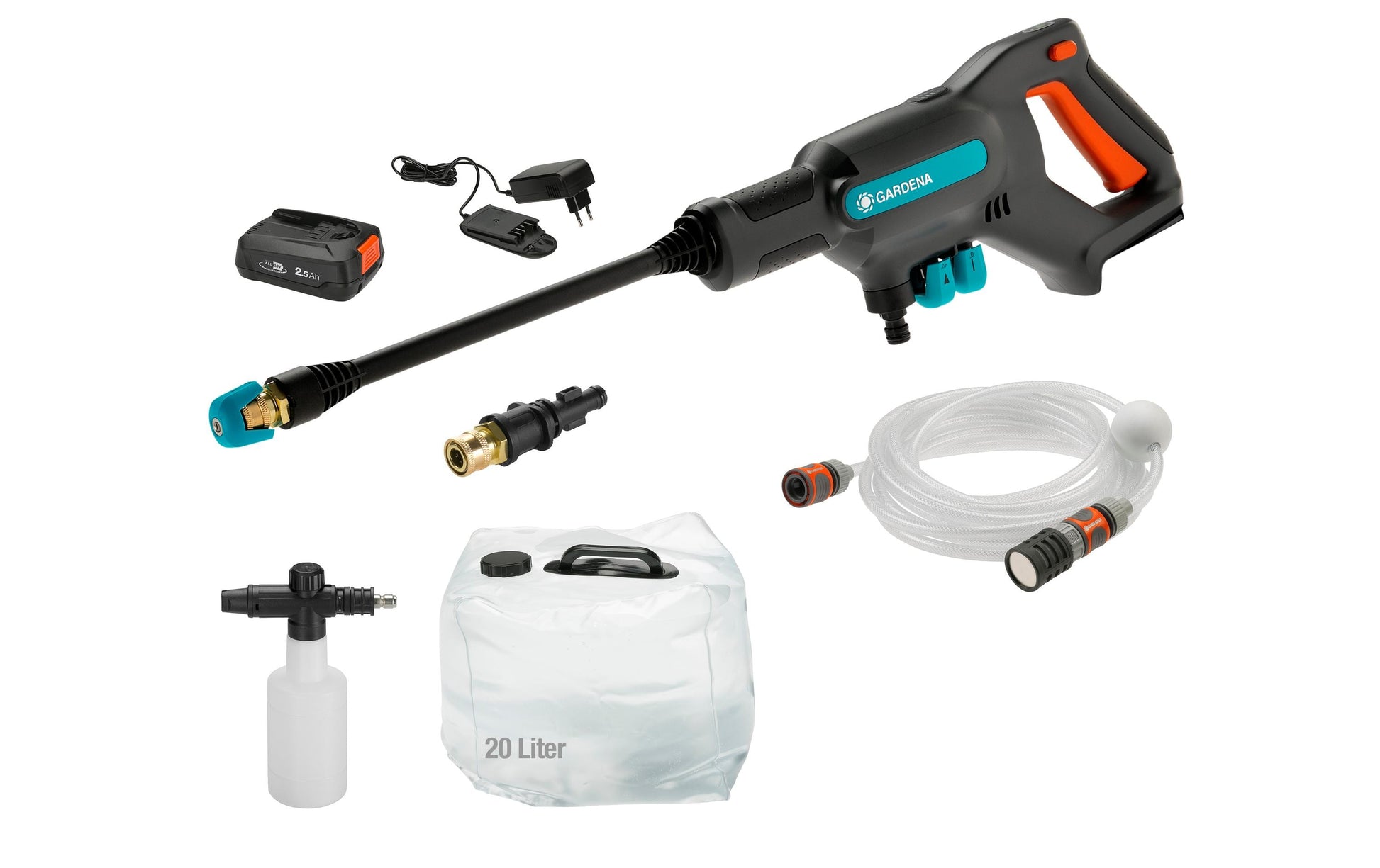 Gardena Akku-Mitteldruckreiniger AquaClean 24/18V P4A – 24 bar – schwarz