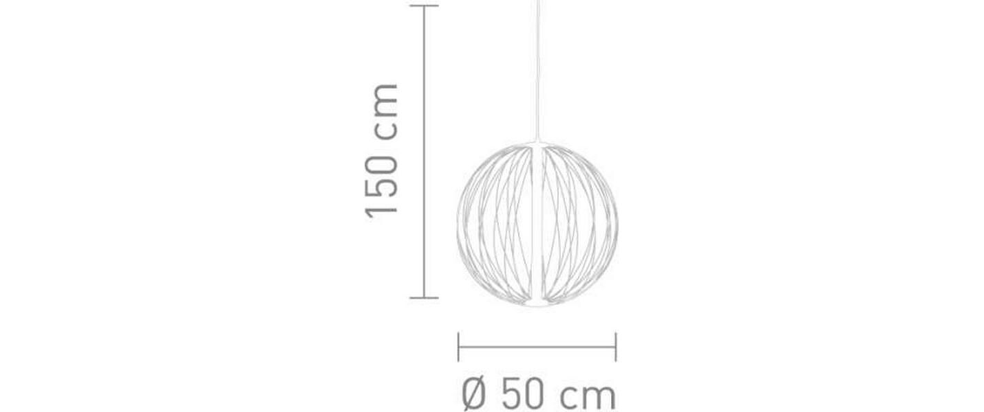 Sompex Pendelleuchte Atomic – Ø 50 × 150 cm, 1200 lm, 10 W, 2700 K, nicht dimmbar, weiss, inkl. Leuchtmittel