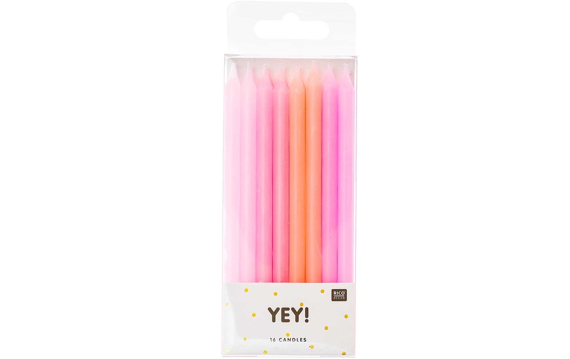 Rico Design Geburtstagskerzen Candy – Pink – 12 cm – Paraffinwachs – 16 Stk