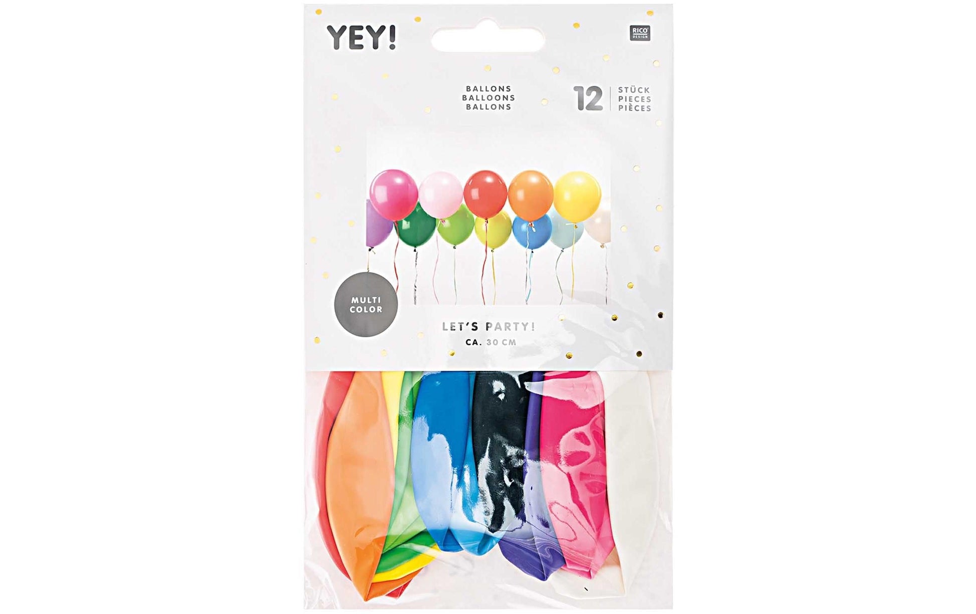 Rico Design Luftballons – mehrfarbig – Ø 30 cm – Latex – 12 Stk