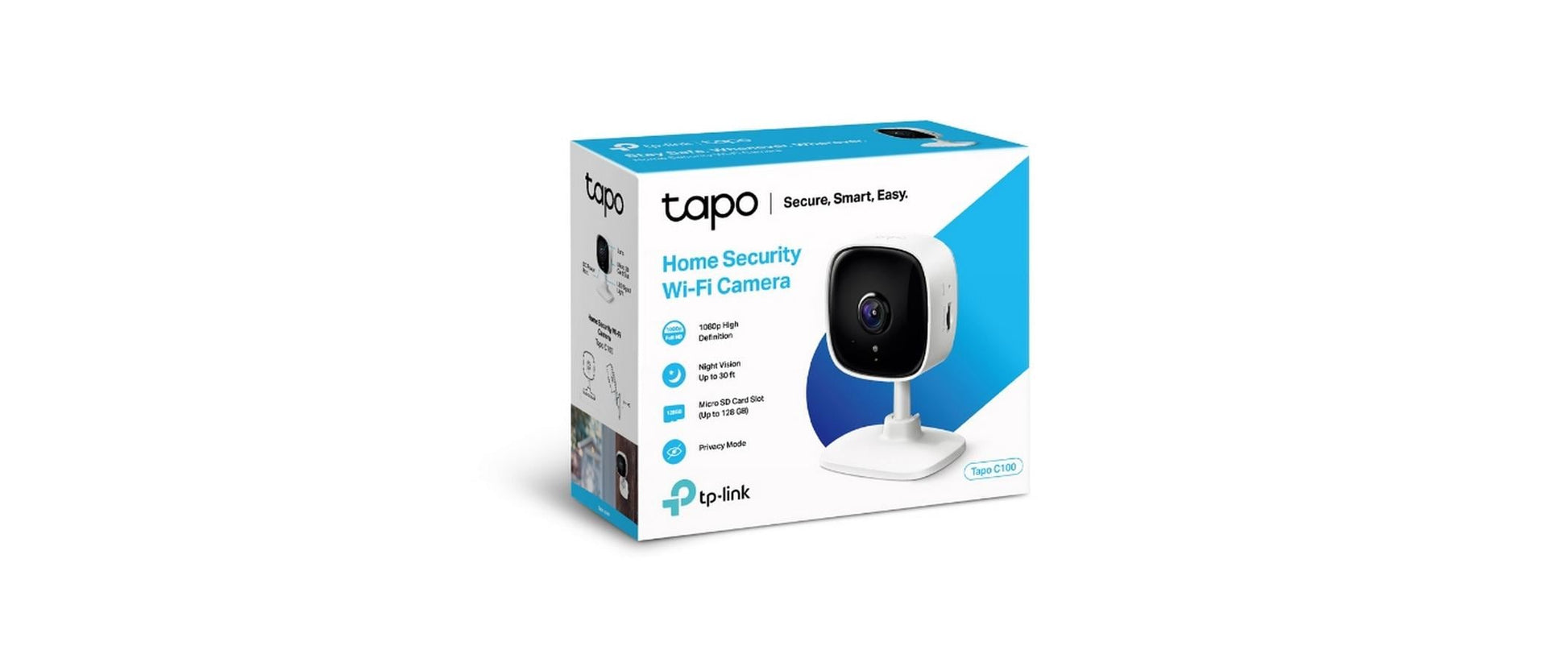 TP-Link Tapo C100 IP-Sicherheitskamera – 1080p, Nachtsicht 9 m, WLAN, für ONVIF, Weiss