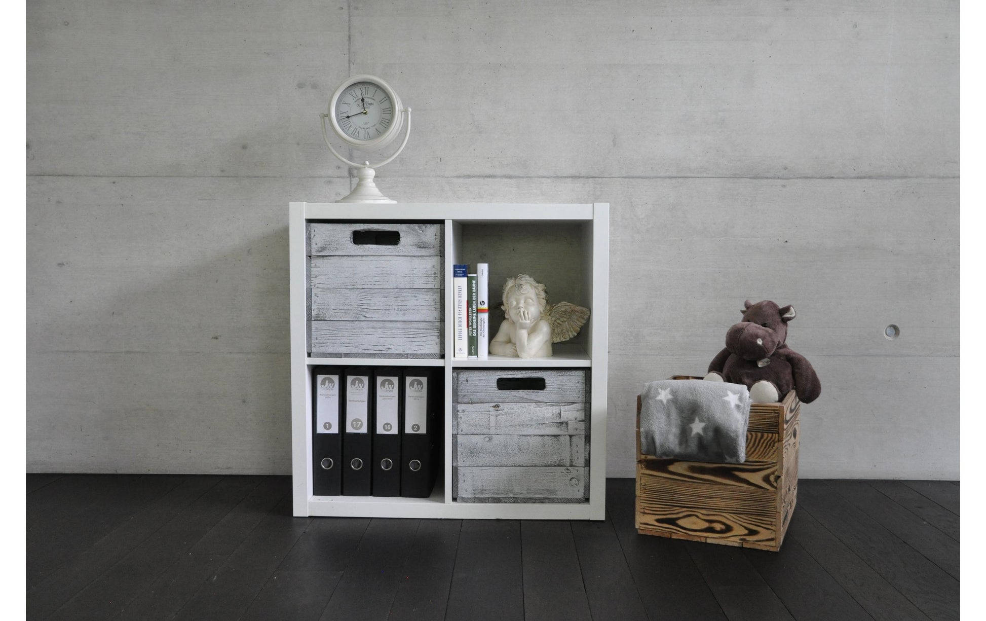 Holz Zollhaus Aufbewahrungsbox – Holz – Grau – FSC 100% – 330 × 330 × 380 mm
