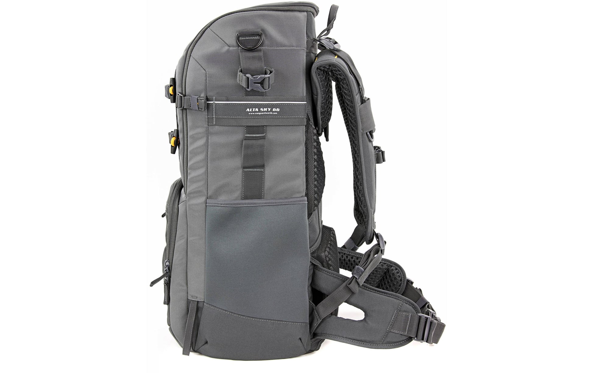 Vanguard Alta Sky 66 Rucksack – Für Super-Tele bis 600 mm f/4 – 9" Tablet, Regenabdeckung – Grau