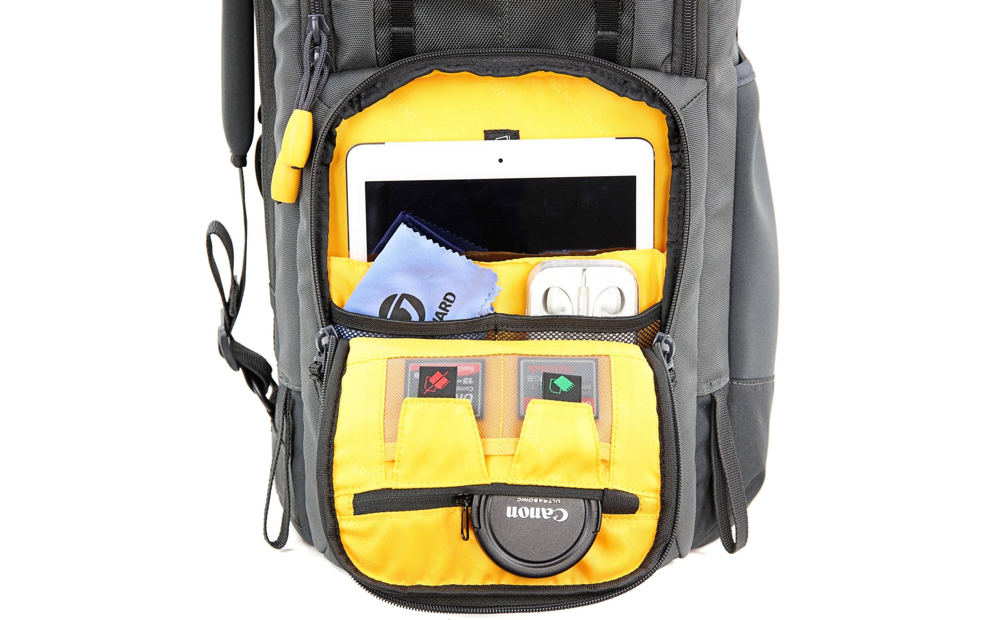 Vanguard Alta Sky 66 Rucksack – Für Super-Tele bis 600 mm f/4 – 9" Tablet, Regenabdeckung – Grau