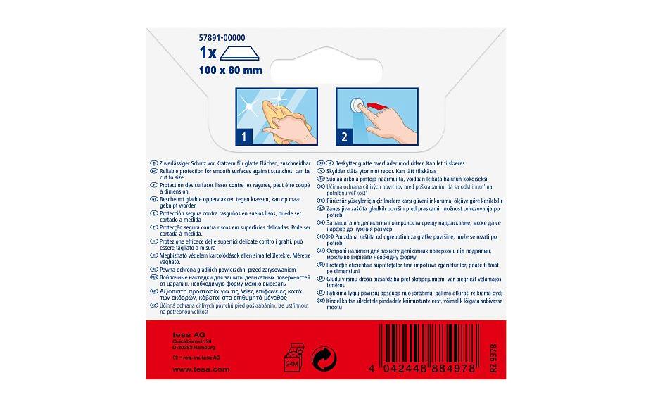 TESA Protect Filzgleiter 100 × 80 mm – weiss – selbstklebend, zuschneidbar