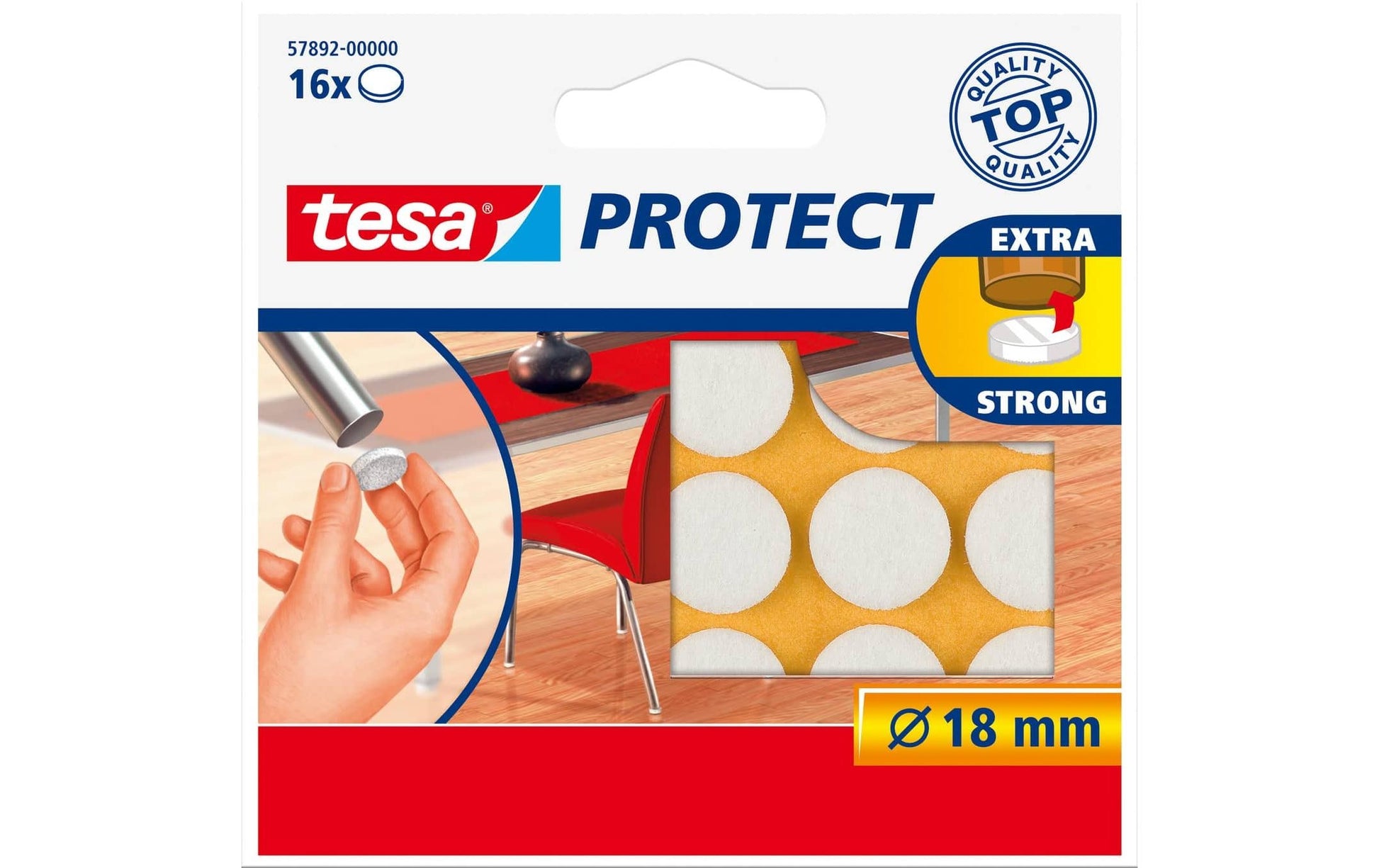 TESA PROTECT Filzgleiter Ø 18 mm – Filz – Weiss – 16 Stück