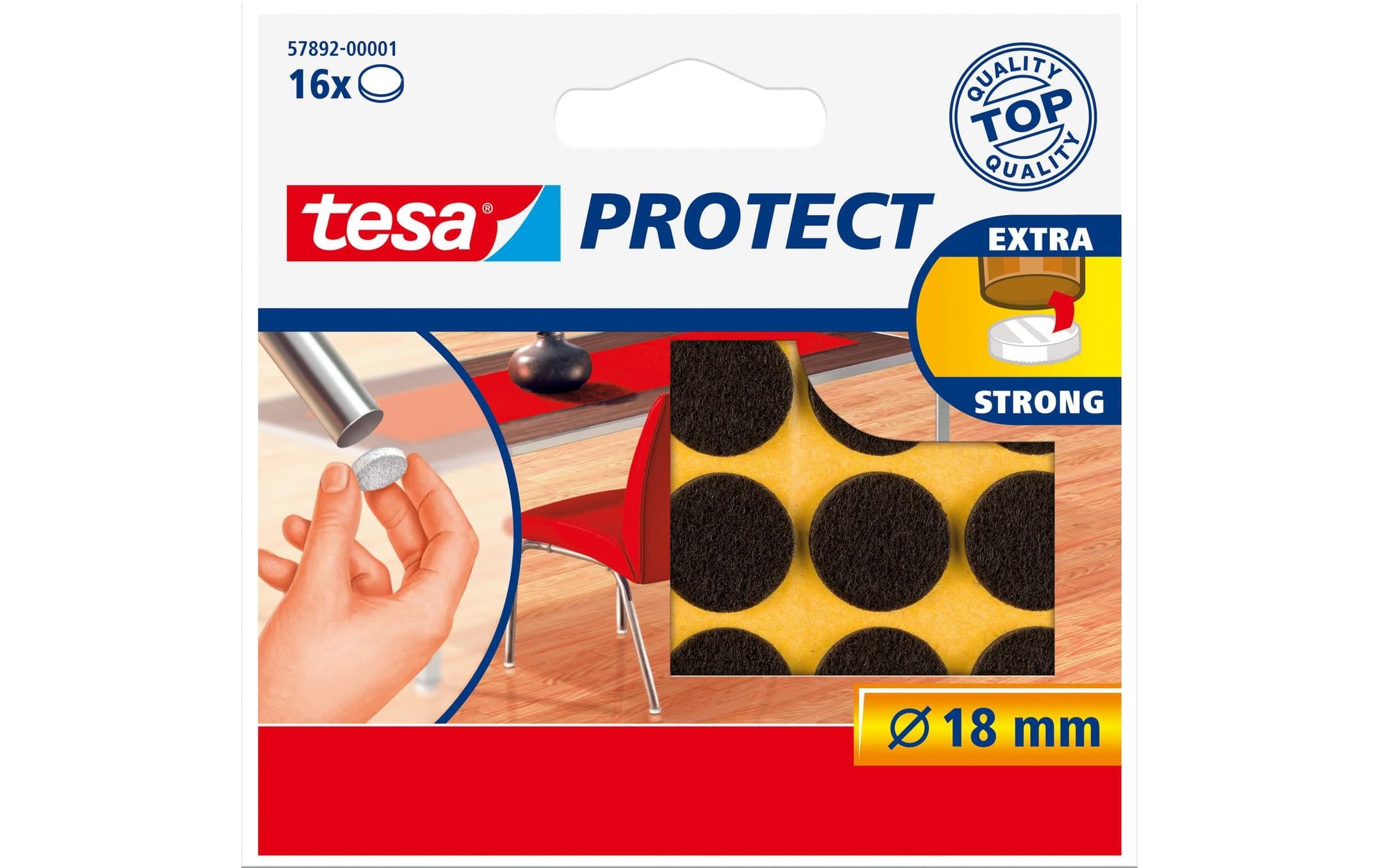 TESA Protect Filzgleiter Ø 18 mm – Filz – Braun – Rund – Selbstklebend