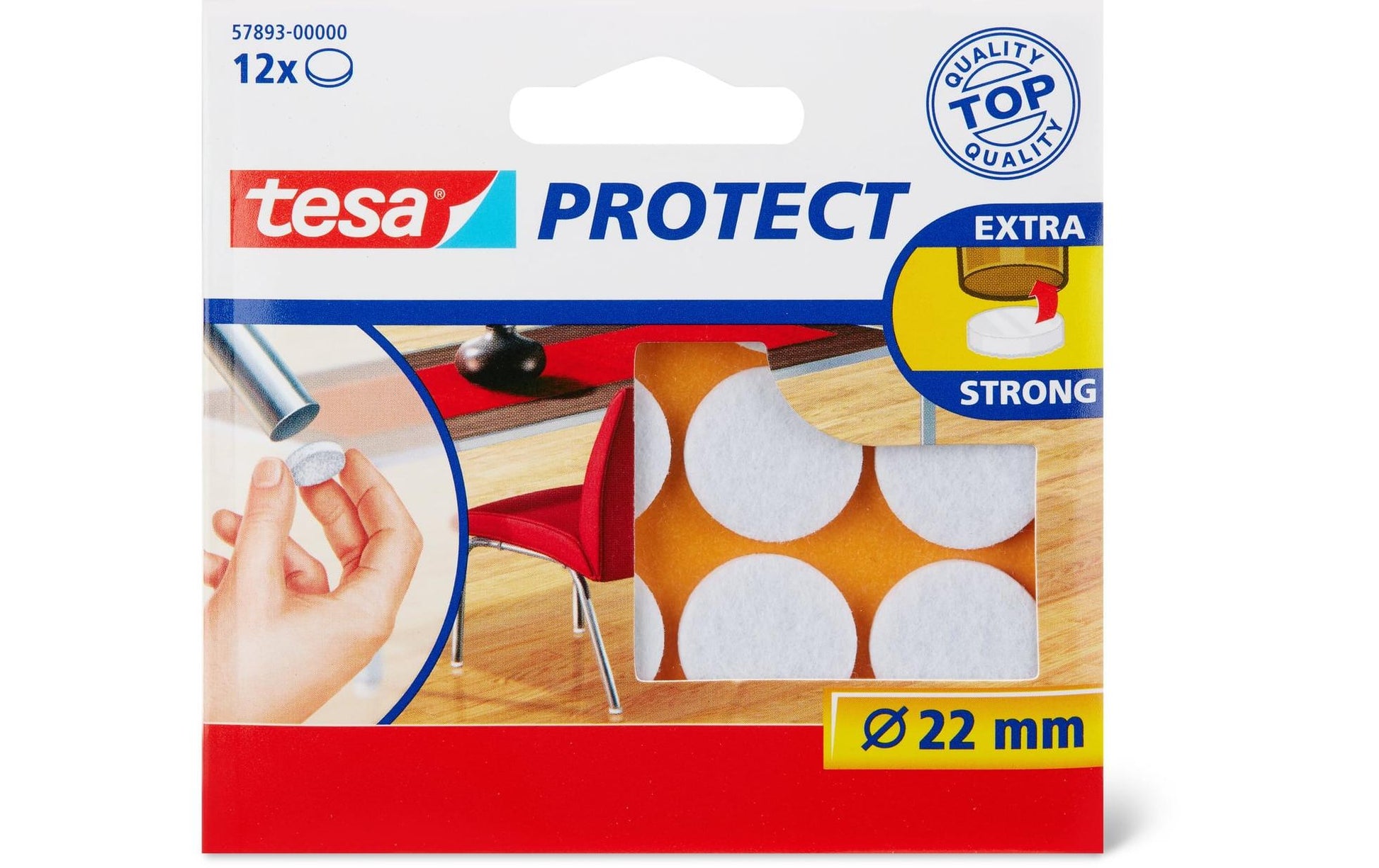 TESA Filzgleiter – Ø 22 mm – 12 Stück, selbstklebend, braun