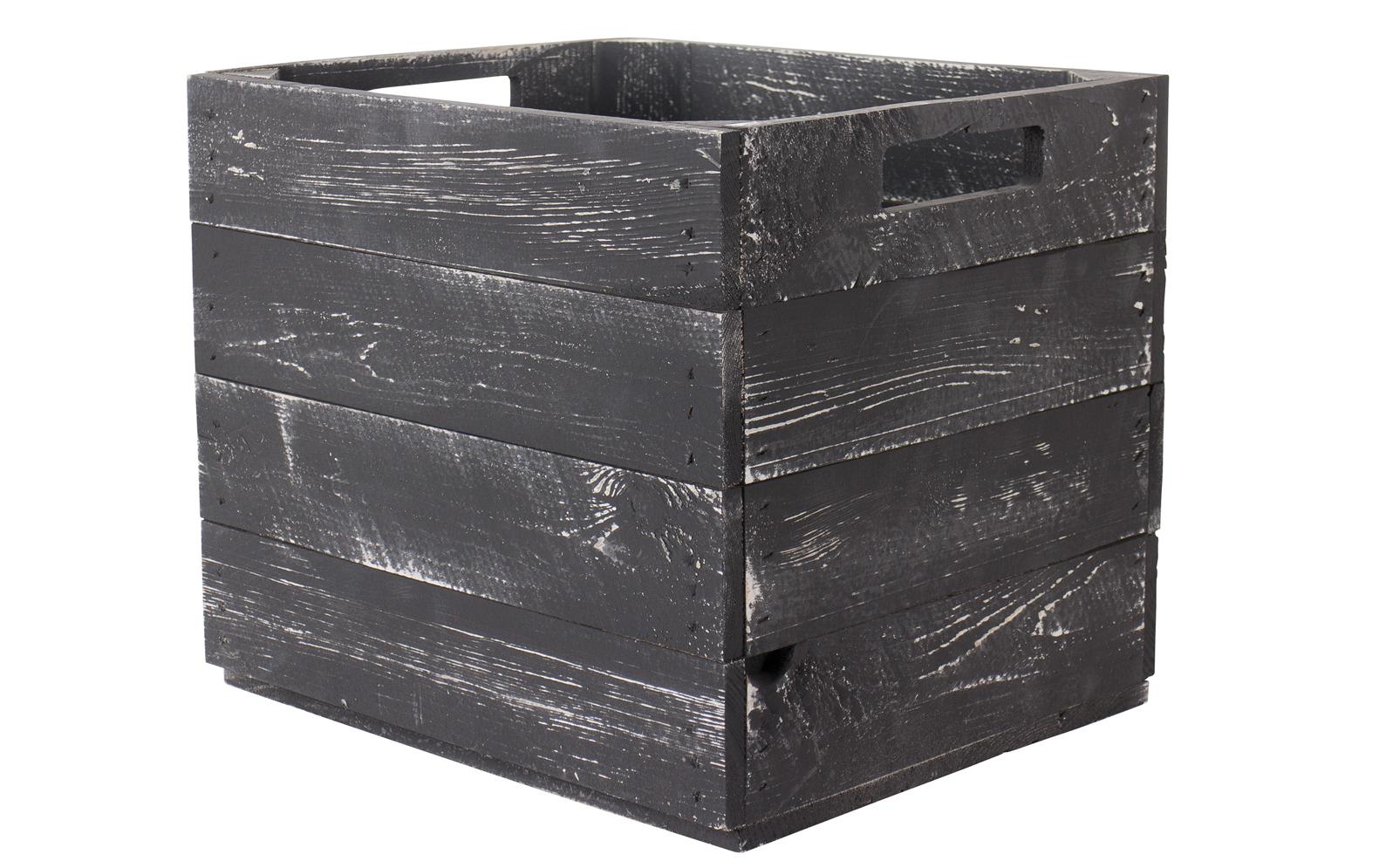 Holz Zollhaus Vintage Aufbewahrungsbox – Holz (Kiefer) – Schwarz – 330 × 330 × 380 mm