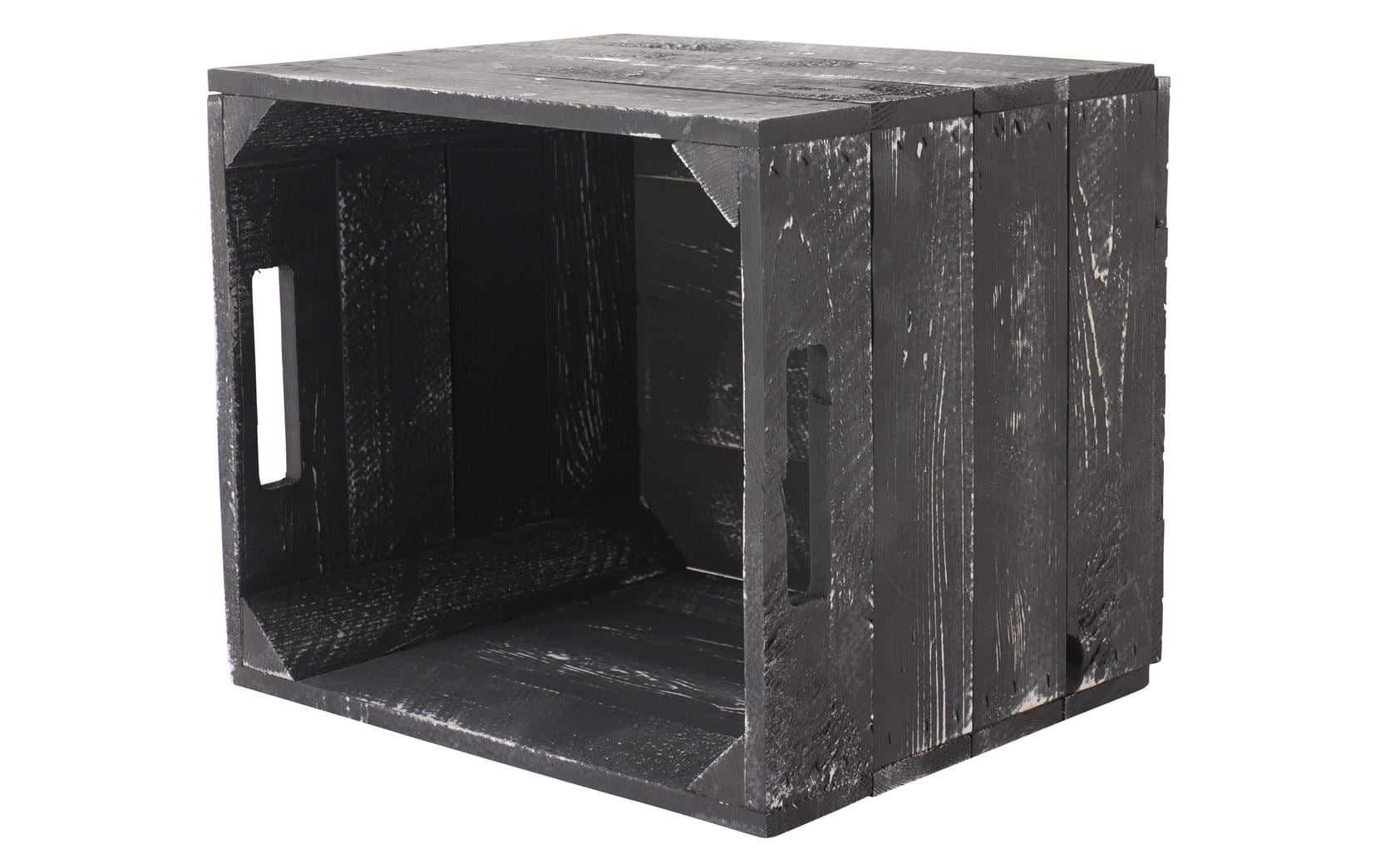 Holz Zollhaus Vintage Aufbewahrungsbox – Holz (Kiefer) – Schwarz – 330 × 330 × 380 mm