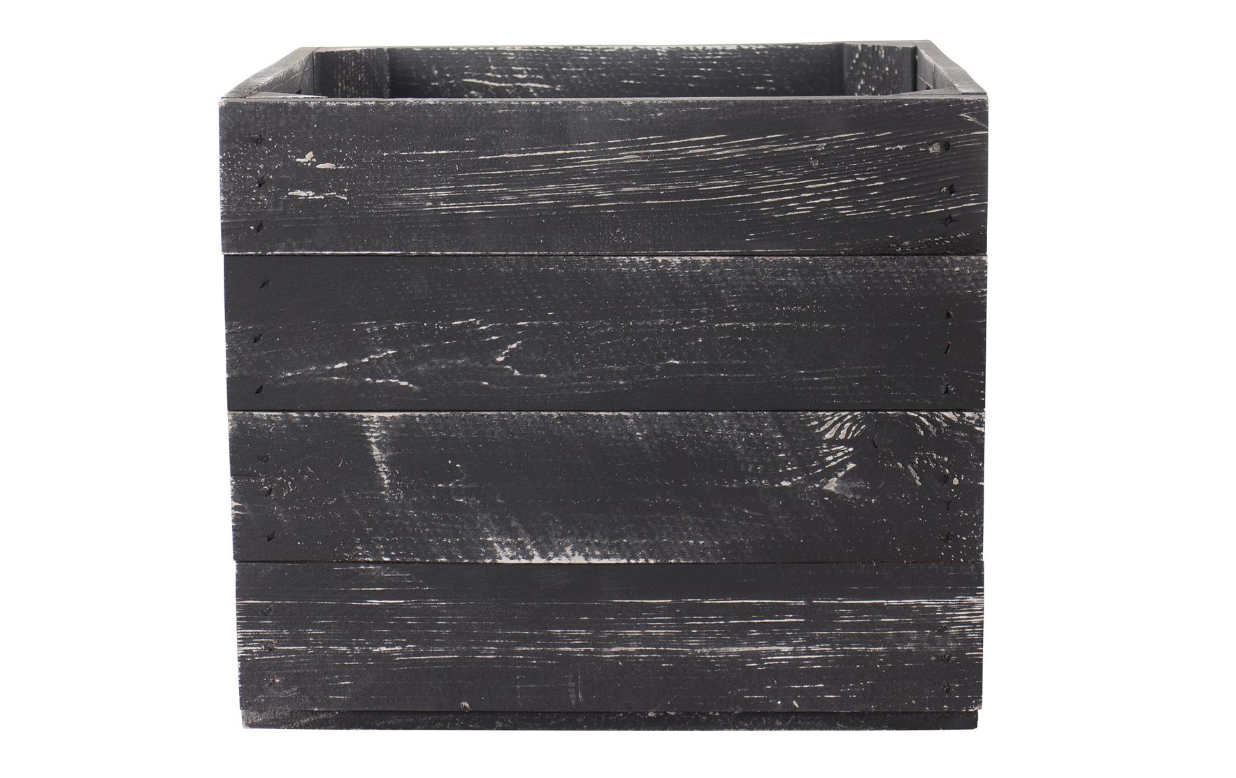 Holz Zollhaus Vintage Aufbewahrungsbox – Holz (Kiefer) – Schwarz – 330 × 330 × 380 mm