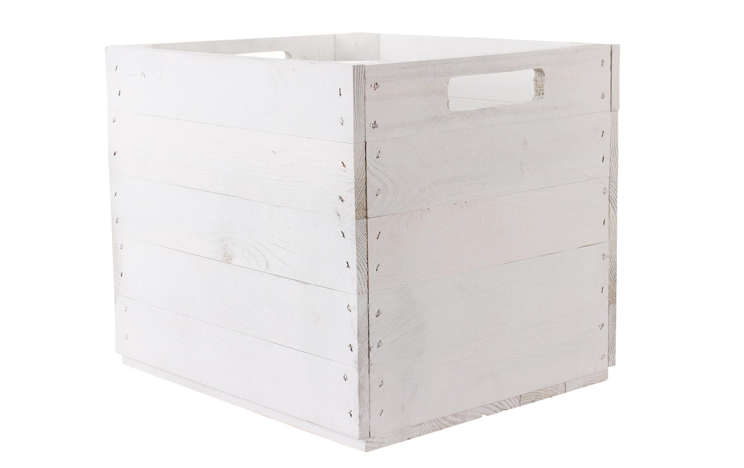 Holz Zollhaus Aufbewahrungsbox – Holz (Kiefer) – Weiss – 330 × 330 × 380 mm