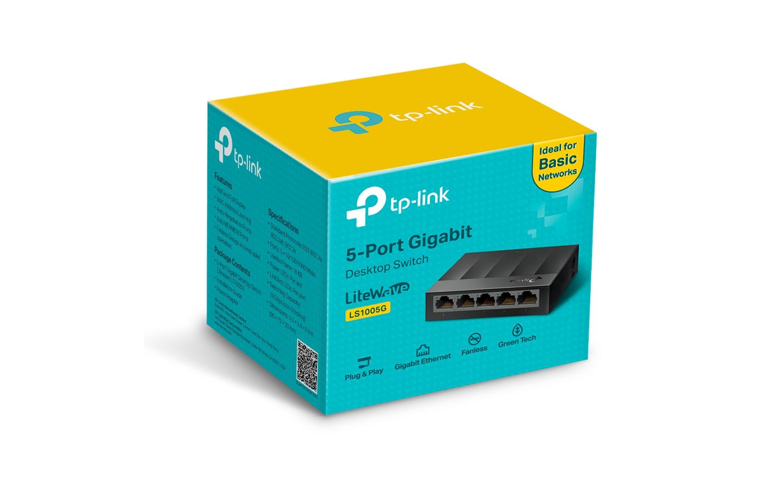 TP-Link LS1005G LiteWave – Unmanaged Switch – 5× 1G, Desktop
