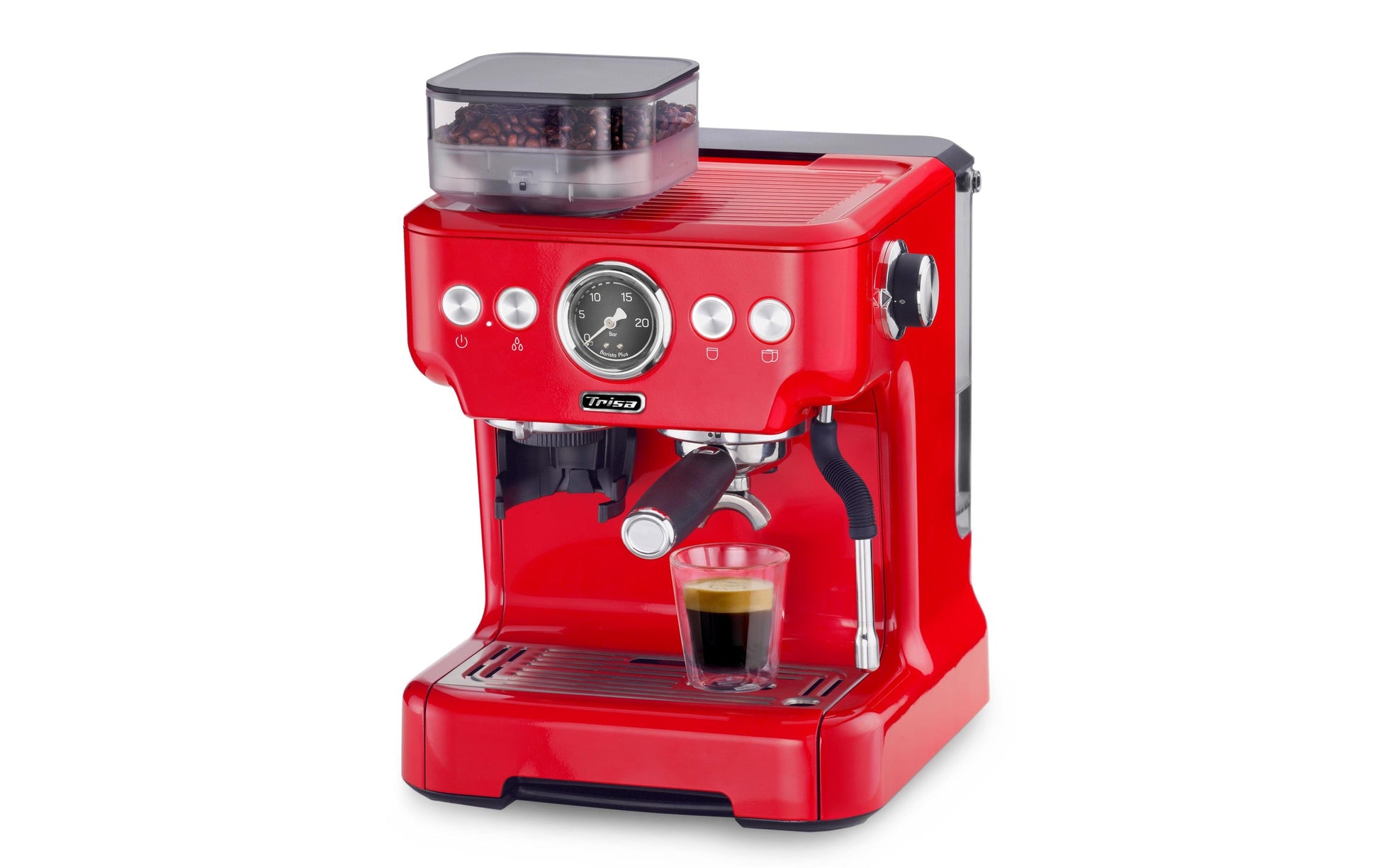Trisa Barista Plus Espressomaschine (Siebträger) – 20 bar, 2,7 l, Milchschaumdüse, 28,0 × 41,0 × 32,5 cm