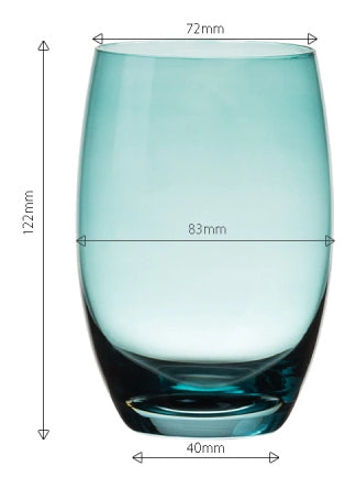 Lunasol Tumbler Optima Color – 460 ml, Ø 8,3 cm, H 12,2 cm, Kristallglas, Türkis, spülmaschinenfest