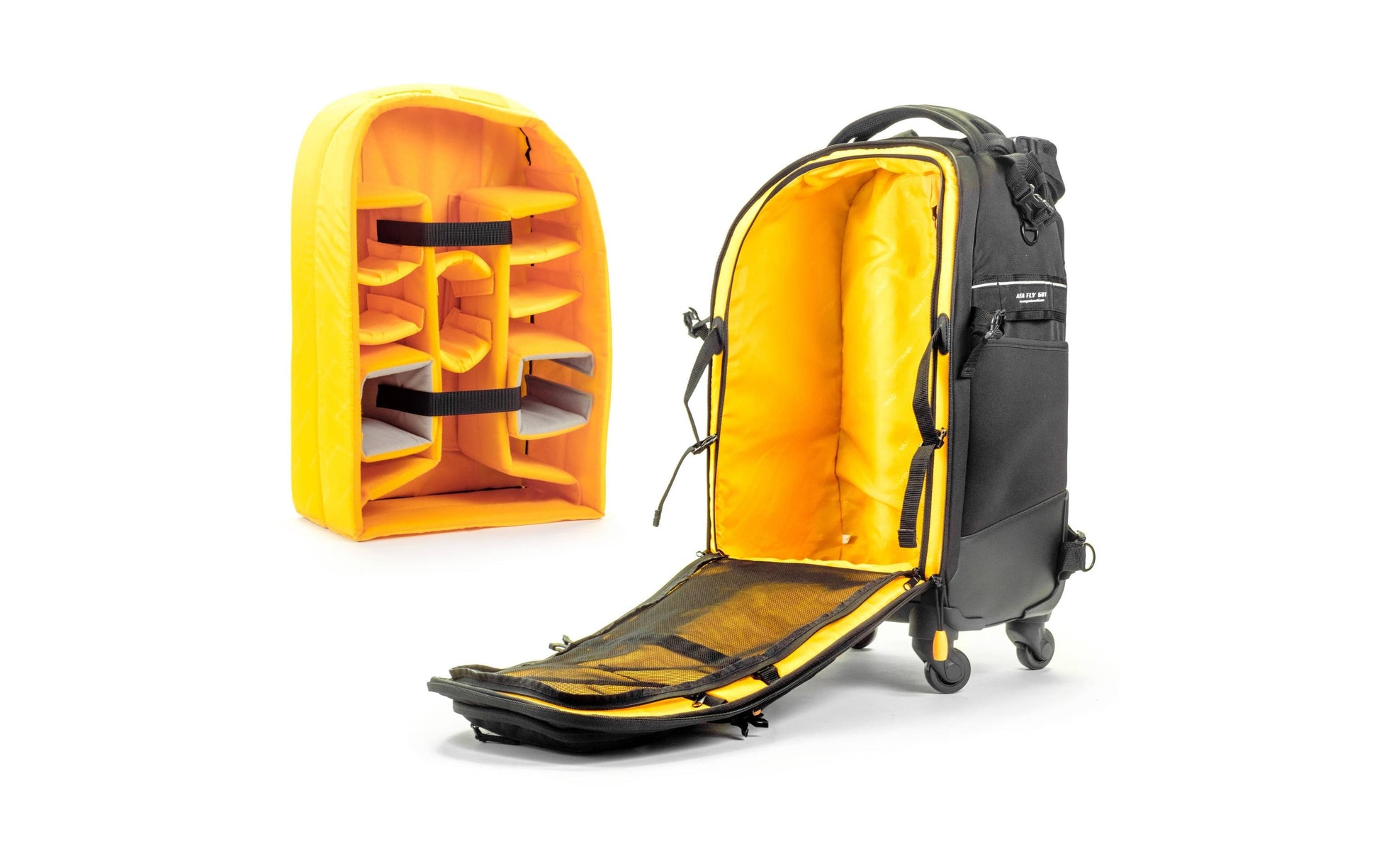 Vanguard Alta Fly 58T Trolley-Rucksack – für 1–2 Pro-DSLRs, 4–6 Objektive – 14″ Laptop-Fach – Schwarz