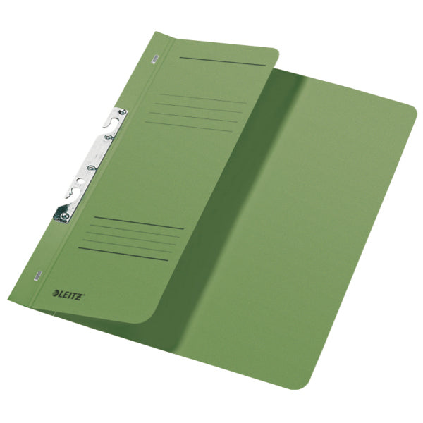 Leitz Einhakhefter für A4, Karton, Grün – Beschriftungsstreifen, Kaufmännische Heftung – bis 250 Blatt – 50 St