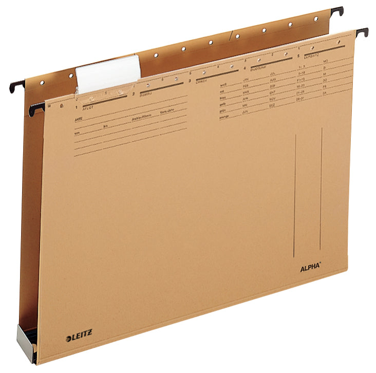 Leitz Hängemappe – für A4, Bodenbreite 40 mm, Naturbraun, Karton, 25 Stk., inkl. Etikettenhalter