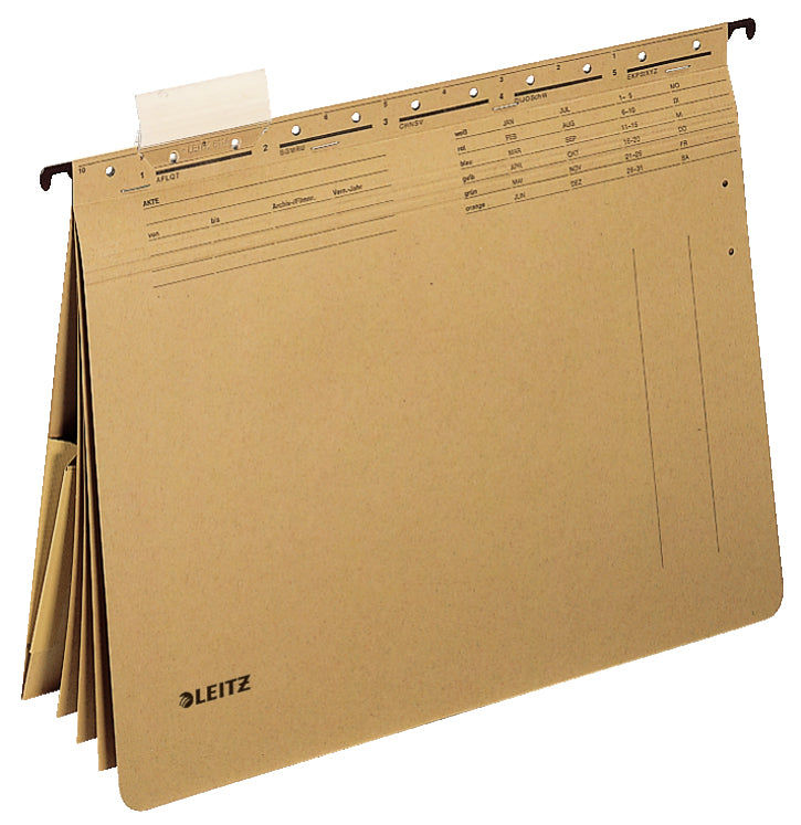 Leitz Hängehefter ALPHA – für A4, kaufmännische Heftung, braun, Karton, inkl. Reiter