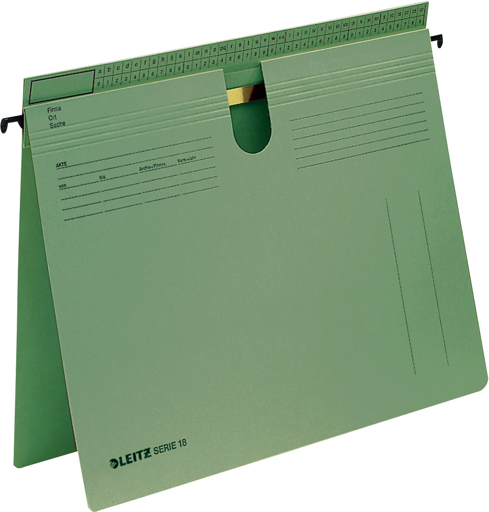 Leitz Hängeordner Serie 18 – für A4, Rücken 2 mm, Grün, Karton