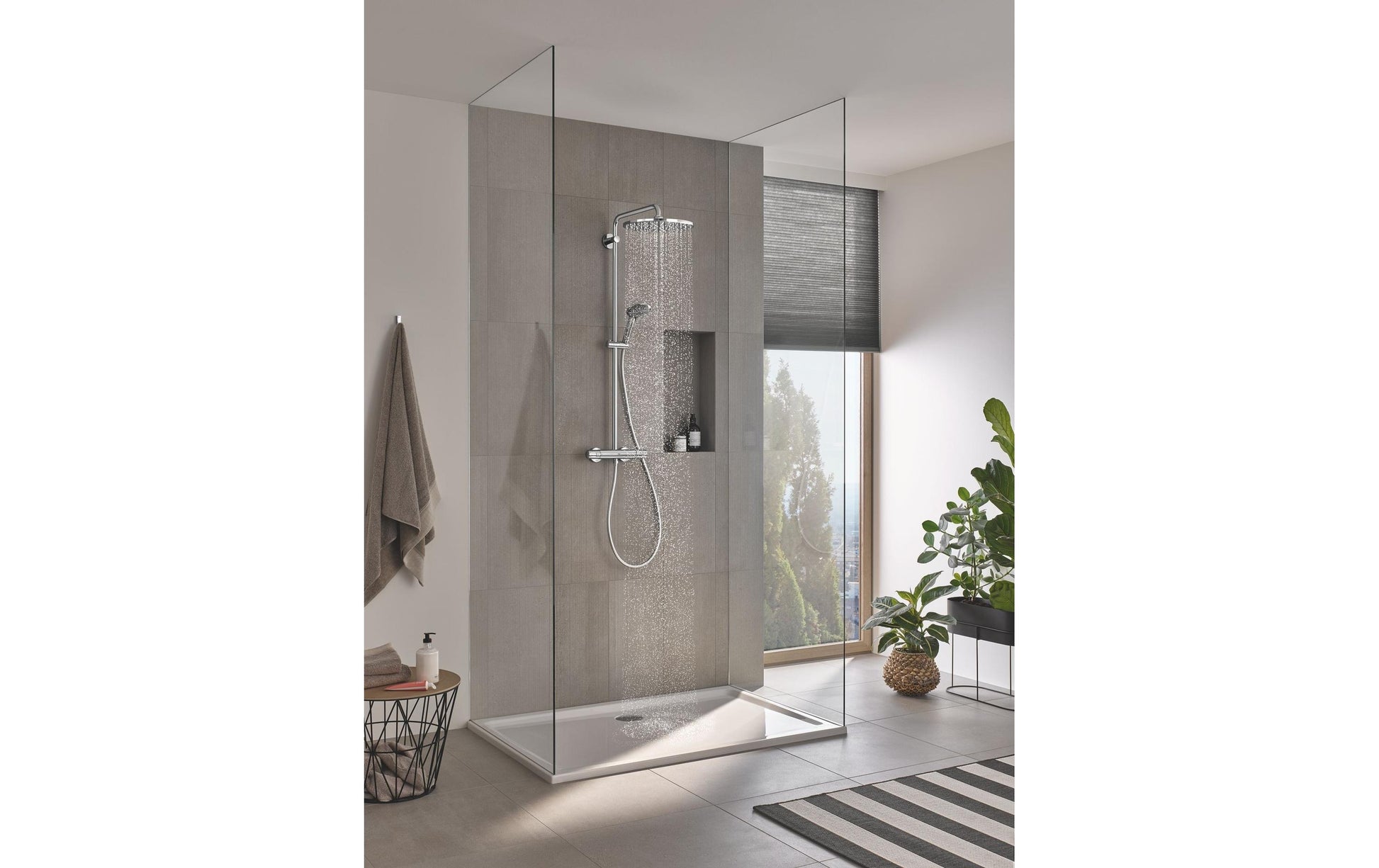 GROHE Vitalio System 310 Duschsystem – Thermostat, Metall, Wandmontiert, Chrom, Schlauchlänge 175 cm