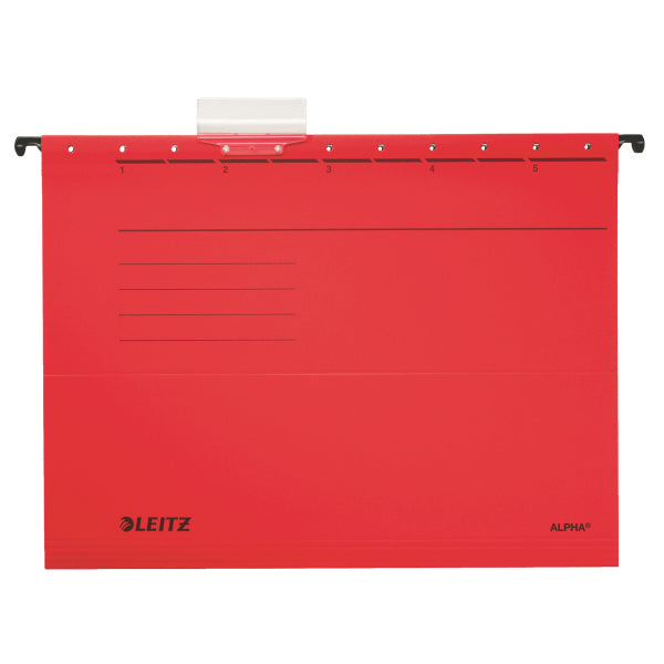 Leitz Hängemappe Alpha – für A4, Bodenbreite 261 mm, Rot, Karton, 25 Stk., seitlich offen