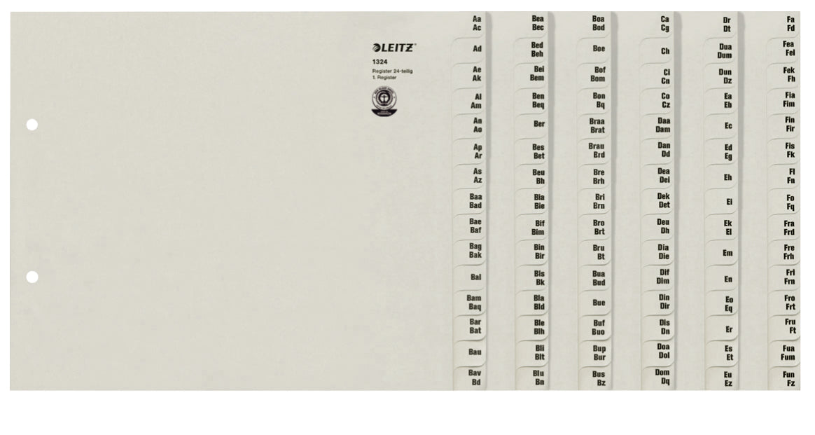 Leitz Register A-Z – Grau, A4 überbreit, 360-teilig