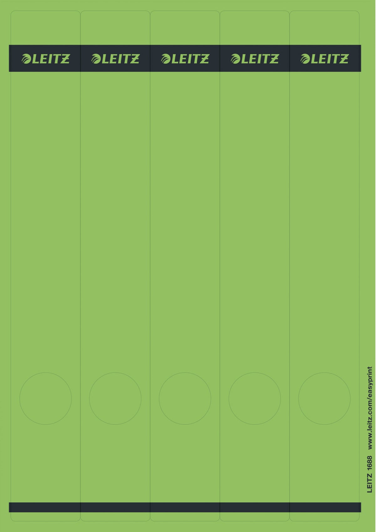Leitz Ordnerrücken-Etiketten – 39 × 285 mm, grün, A4, 25 Blatt (125 Stk.)