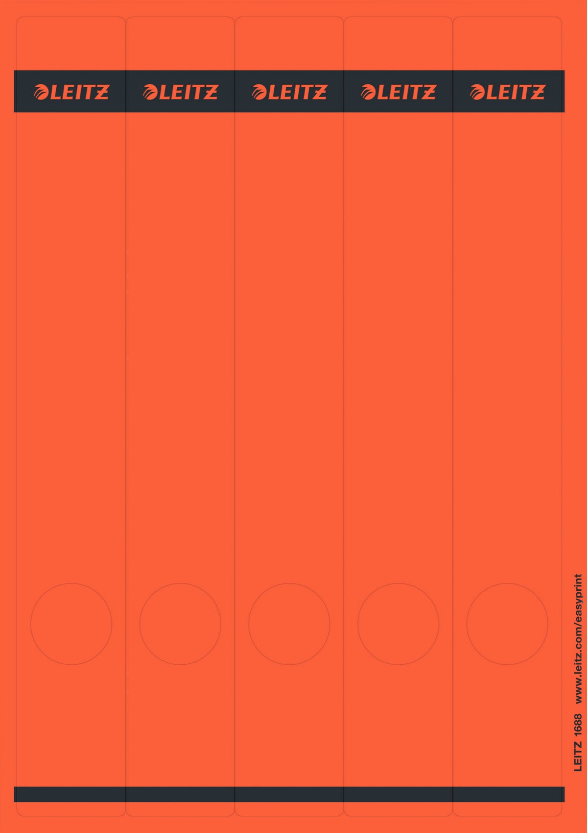 Leitz Ordnerrücken-Etiketten – 39 × 285 mm, rot, Papier, A4, 25 Blatt (125 Stk.)