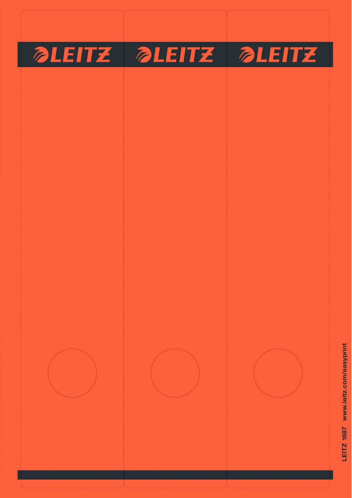 Leitz Ordnerrücken-Etiketten – 61 × 285 mm, rot, Papier, 25 Blatt (75 Stk.)