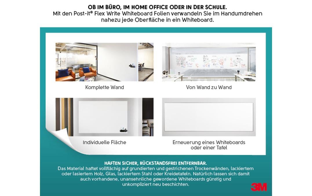 Post-it – Whiteboard – 240 × 120 cm, Wandmontage