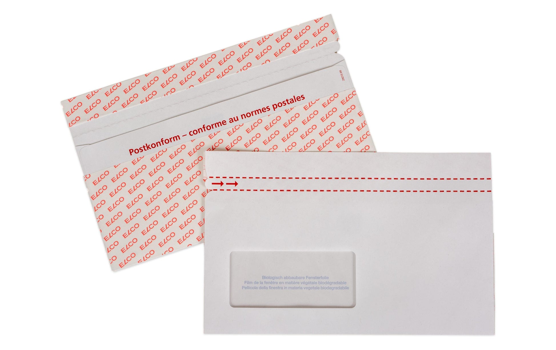 Elco Dokumententasche – C6/5 (114 × 229 mm), Fenster links, unbedruckt, weiss, selbstklebend – 250 Stück
