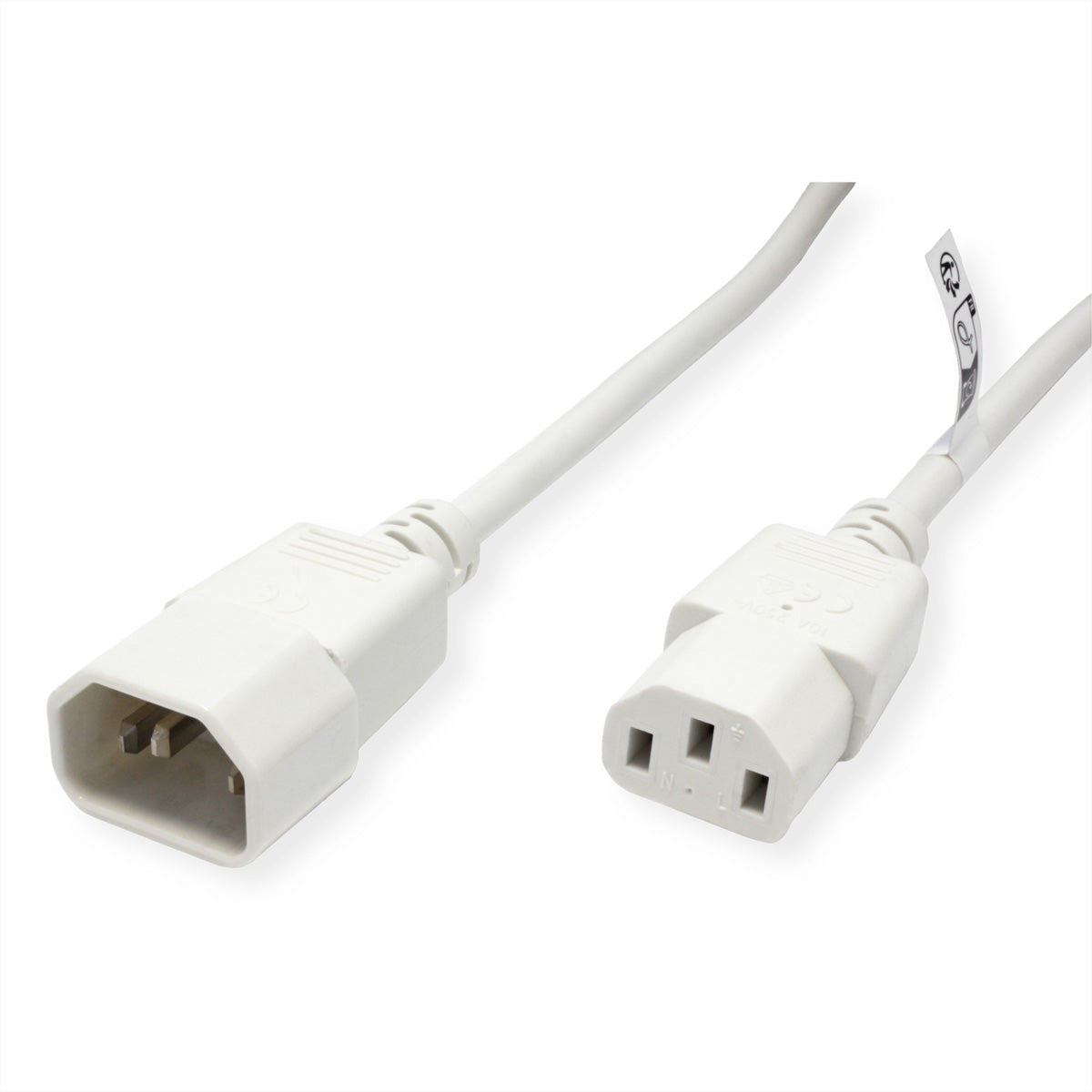 ROLINE GREEN Netzkabel – IEC C14–IEC C13, 1,8 m, 250 V/10 A, weiss