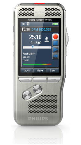 Philips Digital Pocket Memo 8500 – Digitales Diktiergerät – 30 h, mit Lautsprecher – Silber