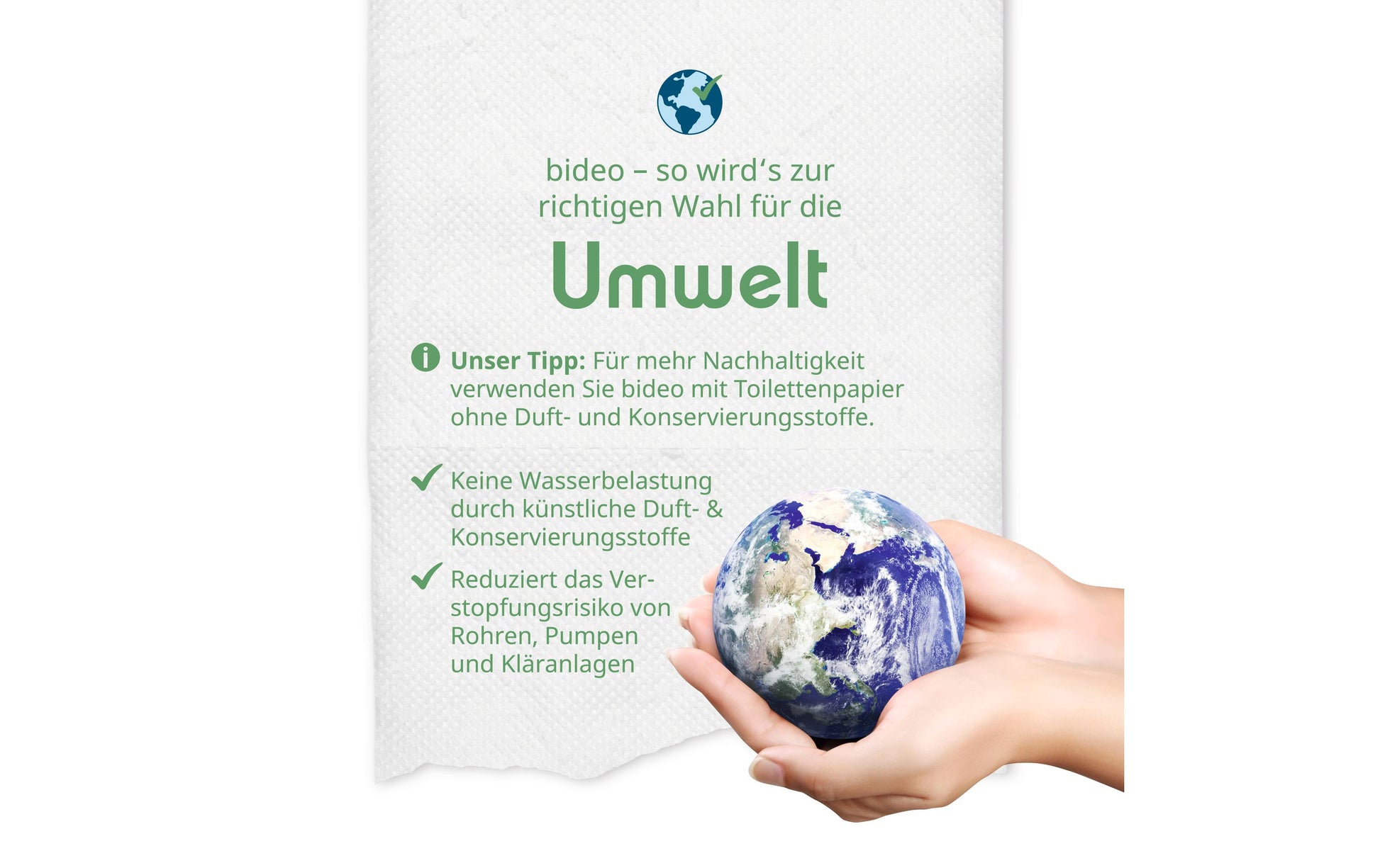 Bideo Toilettenpapierbefeuchter – wandmontiert, zum Bohren, Kunststoff, weiss