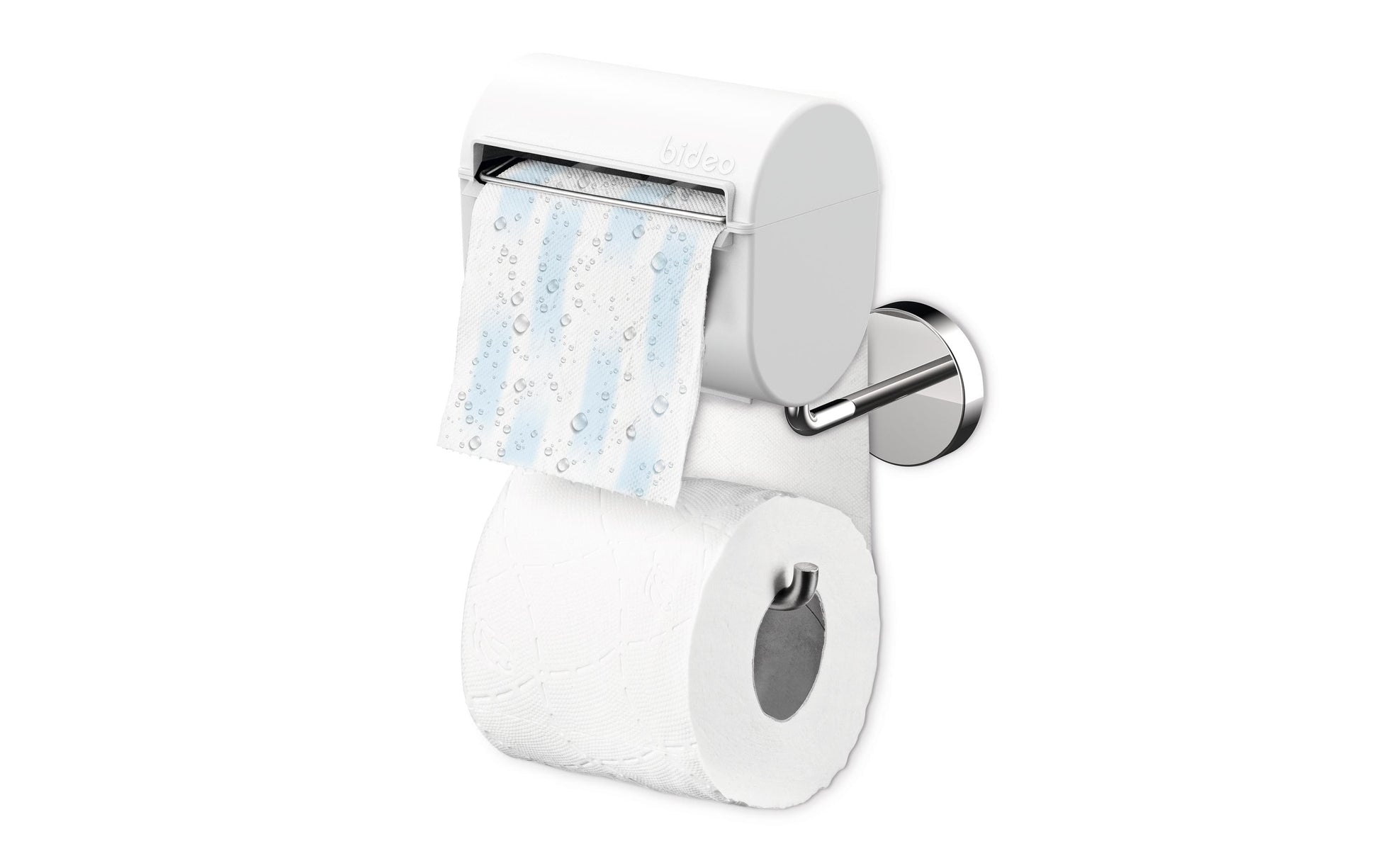 Bideo Toilettenpapierbefeuchter – wandmontiert, zum Bohren, Kunststoff, weiss
