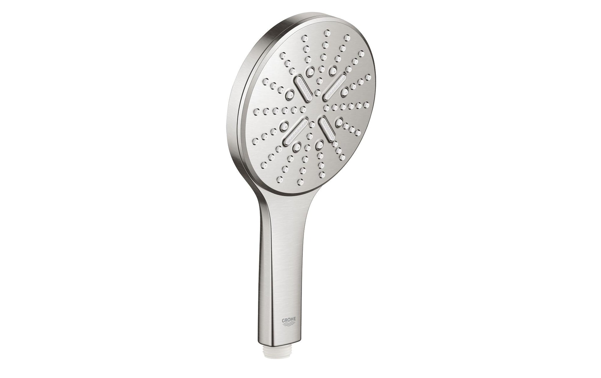 GROHE Handbrause Rainshower SmartActive 130 – Ø13 cm, Edelstahl, Wandmontiert, Supersteel