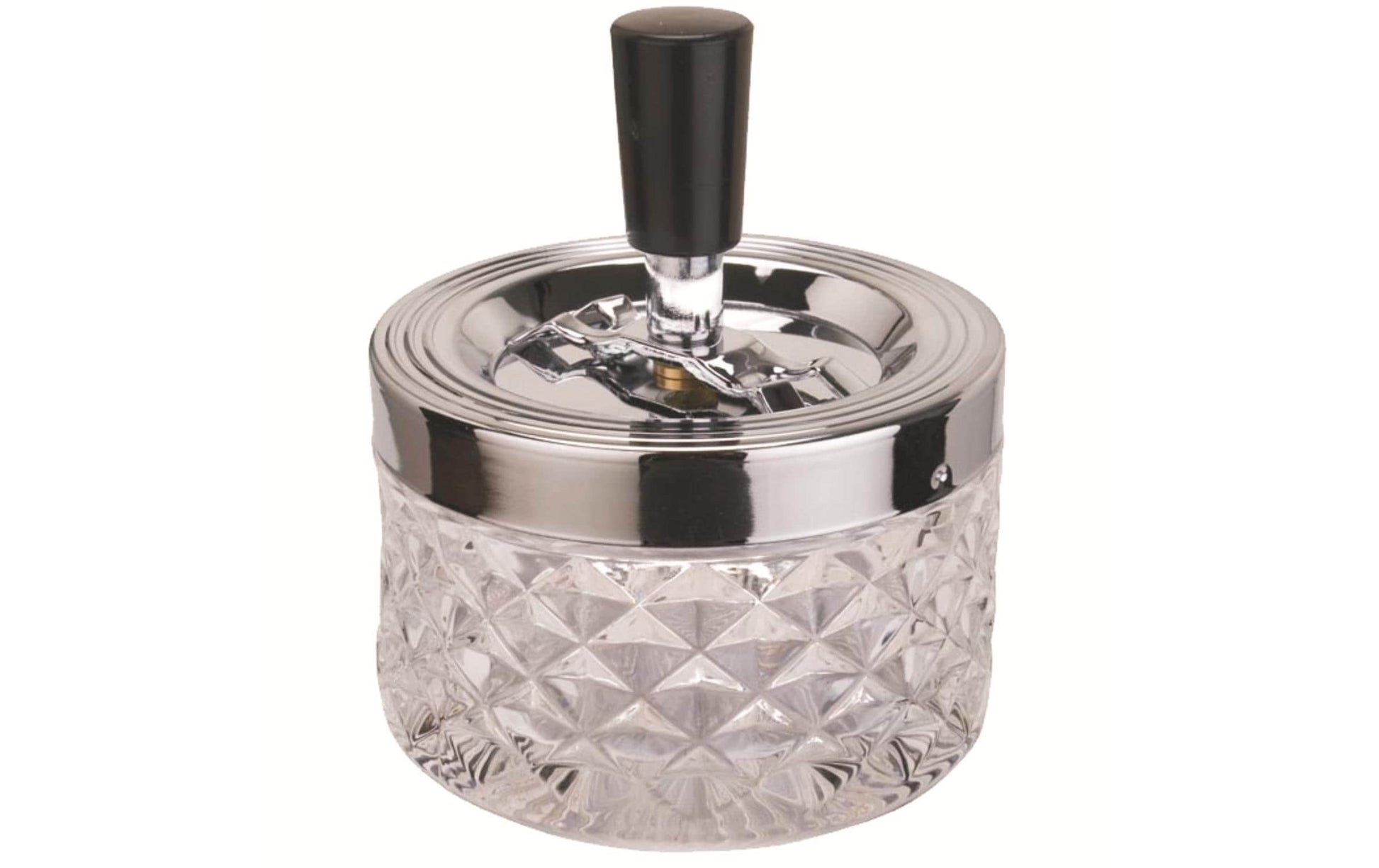 Dameco Aschenbecher – Ø 9,5 × 11,5 cm – Glas & Aluminium, transparent