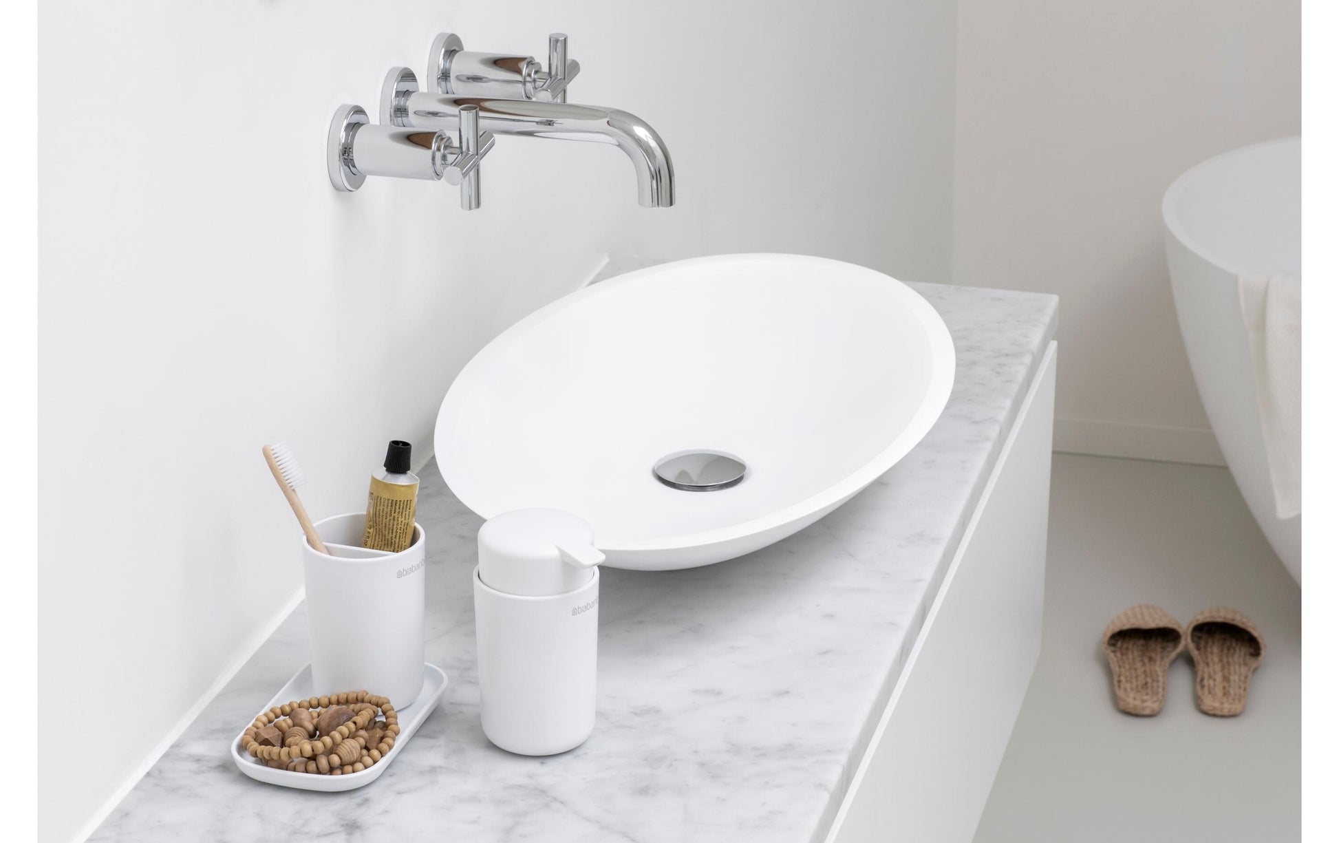 Brabantia Seifenspender – freistehend – 250 ml, Weiss, 3er-Set