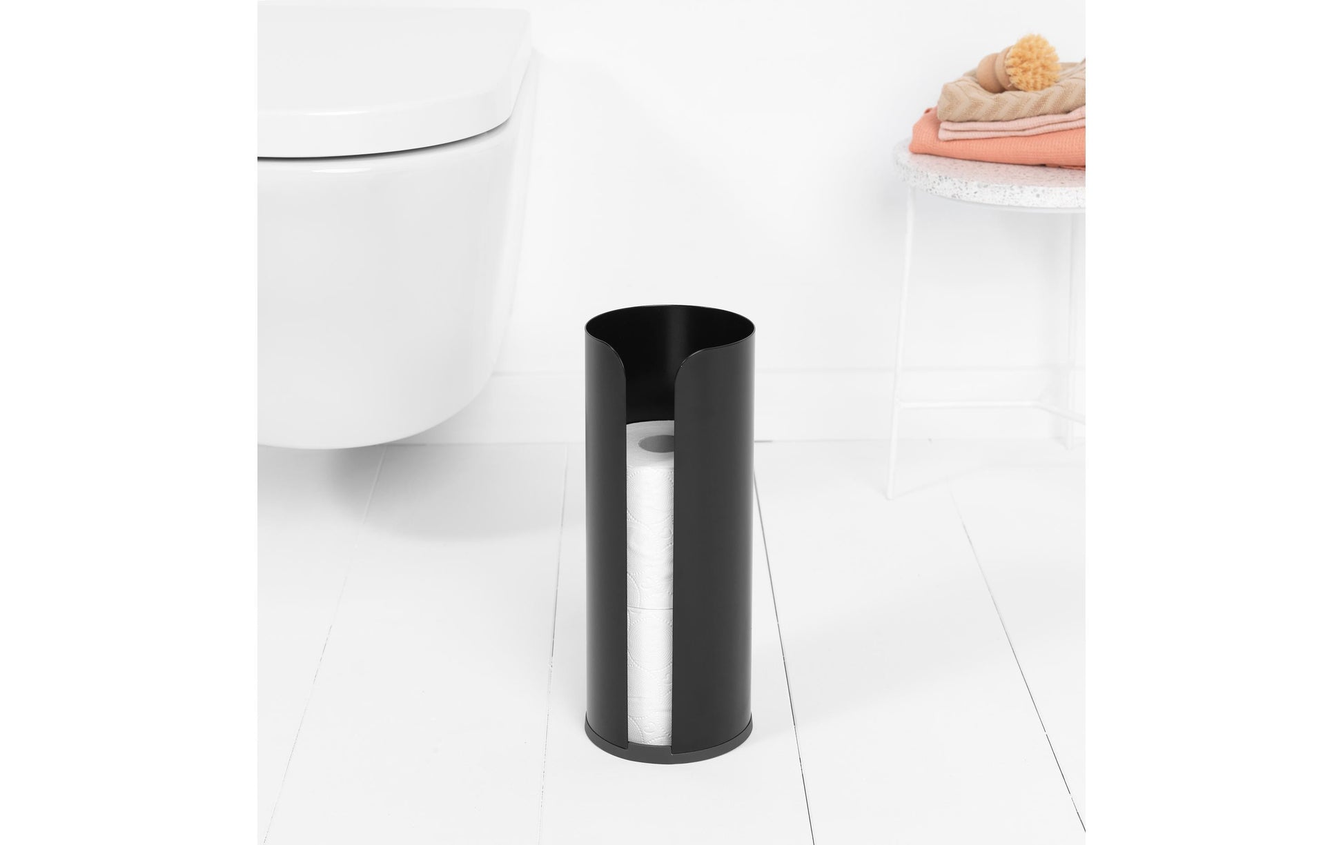 Brabantia Toilettenpapierständer – Stahl, schwarz matt, für 3 Rollen, 13,2 × 13,2 × 32,1 cm