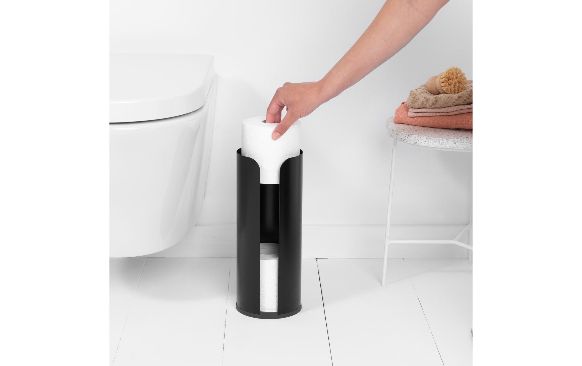 Brabantia Toilettenpapierständer – Stahl, schwarz matt, für 3 Rollen, 13,2 × 13,2 × 32,1 cm