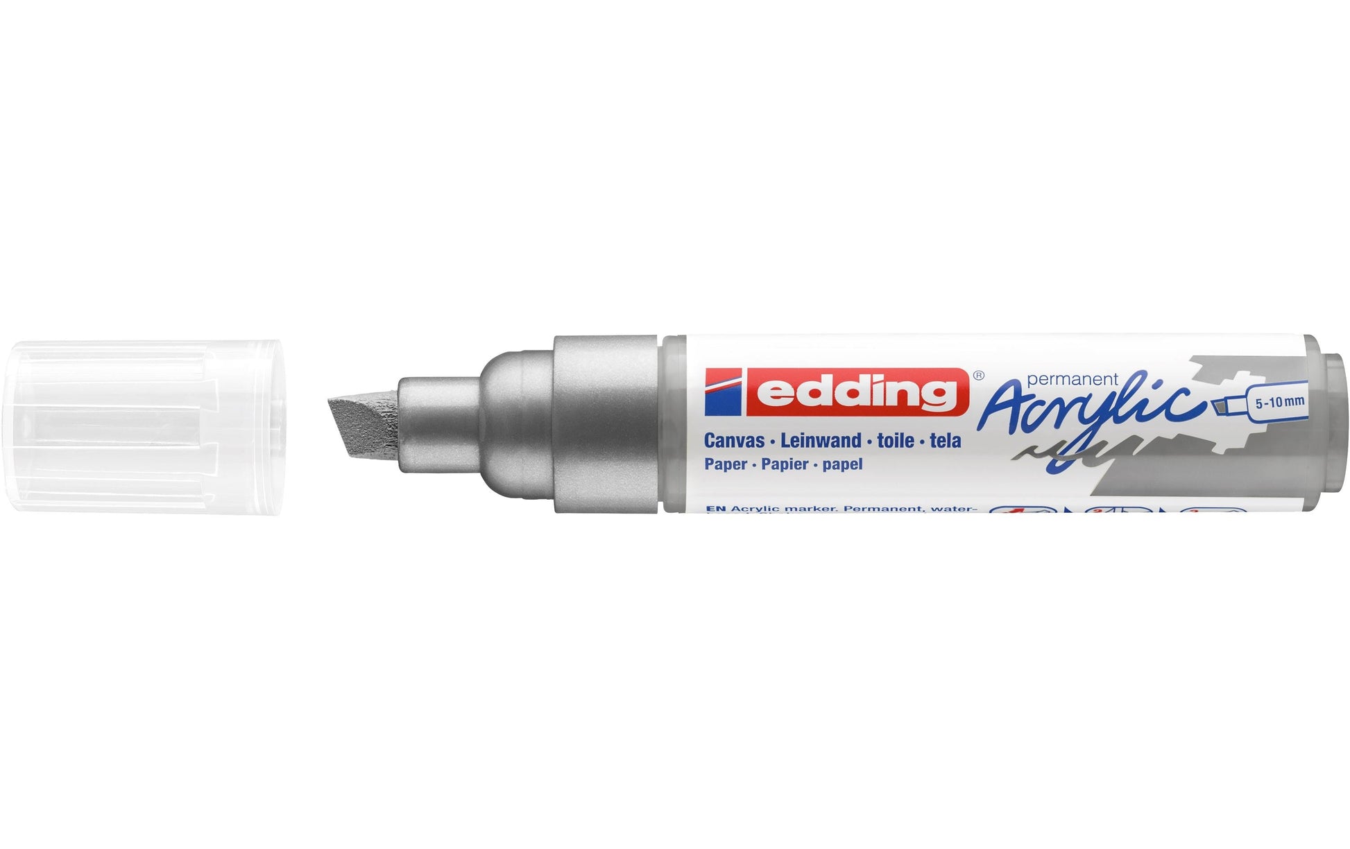 Edding 5000 Acrylmarker – Keilspitze 5–10 mm – Silber – für Leinwand und Holz