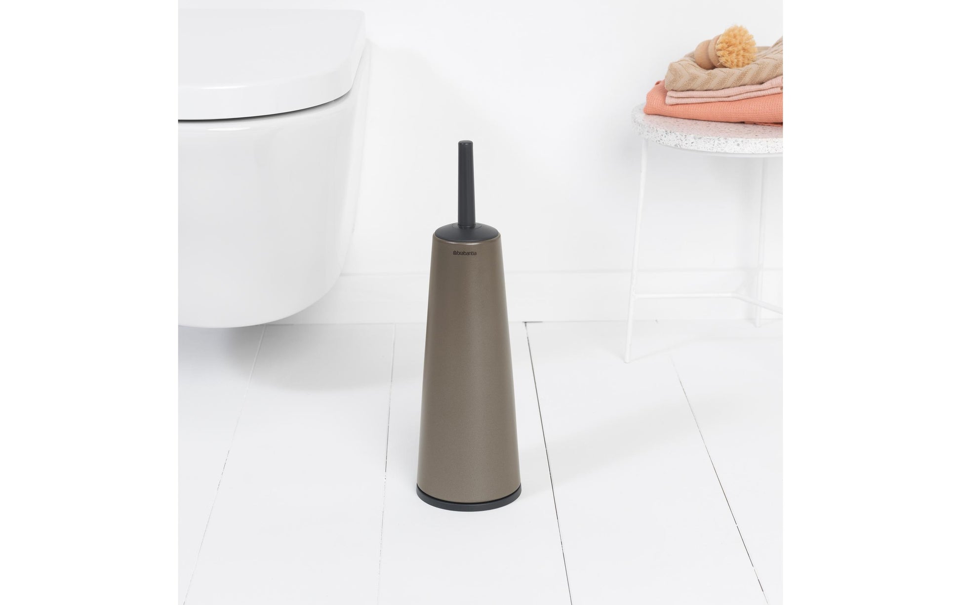 Brabantia ReNew – WC-Bürstenset – Metall, Grau, H 42 cm, Ø 12,2 cm