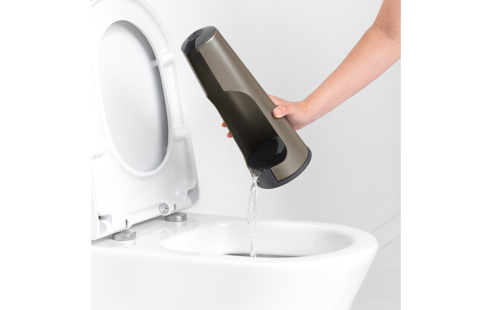 Brabantia ReNew – WC-Bürstenset – Metall, Grau, H 42 cm, Ø 12,2 cm